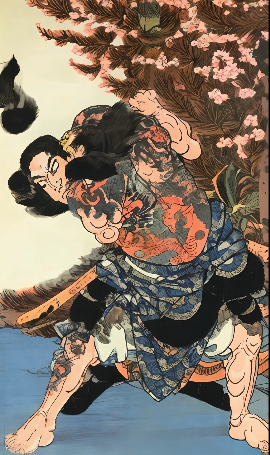 Wusong fights tigers,ukiyo-style,k hd