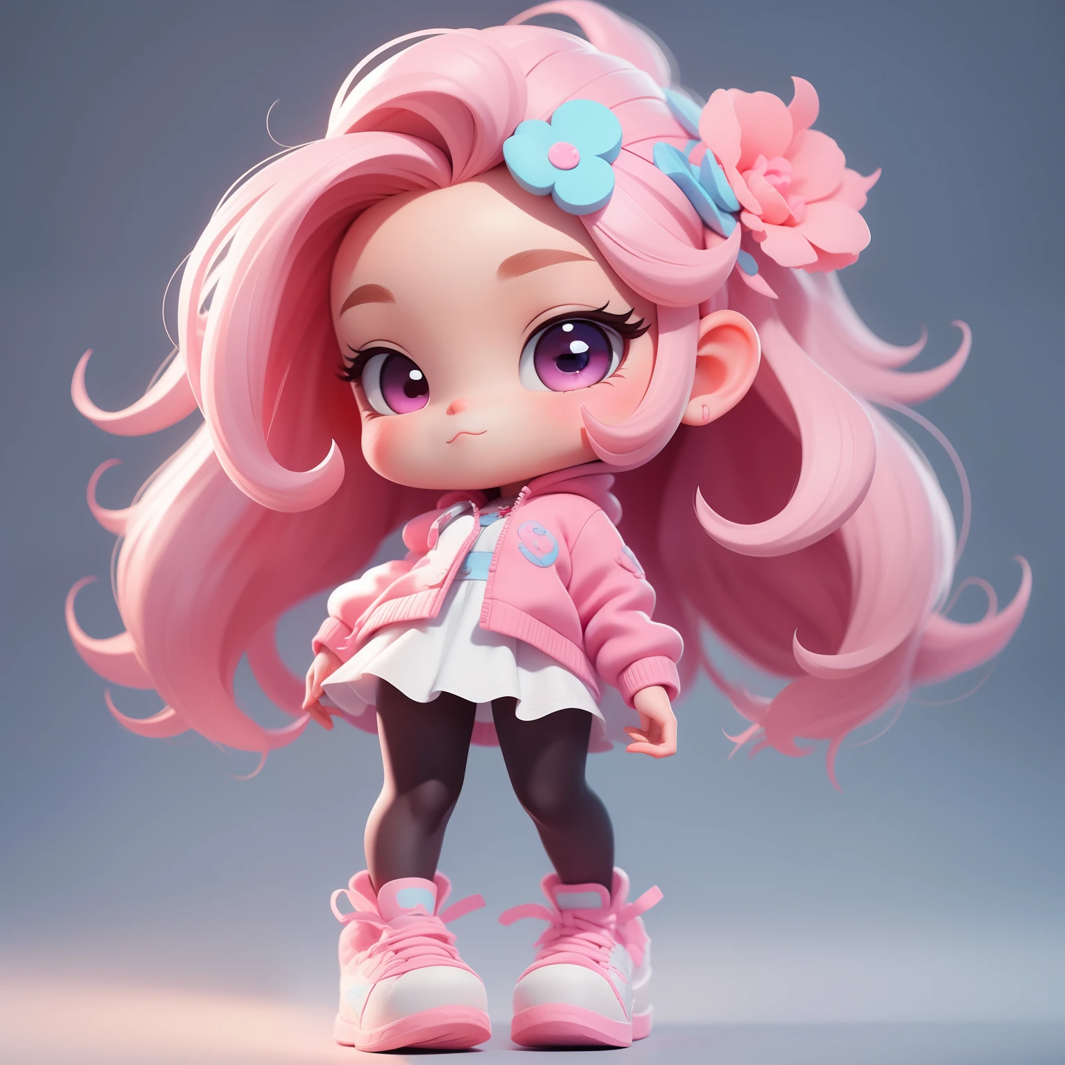 a super cute girl, full body, dreamy cute hair accessoriesPopmart Blind Box, IP design, clean and bright background3D rendering, OC rendering, 8k, soft focus, fine Glossysuper detail --ar 3:6 50 --q 2 --niji 5 --style expressive --s 2