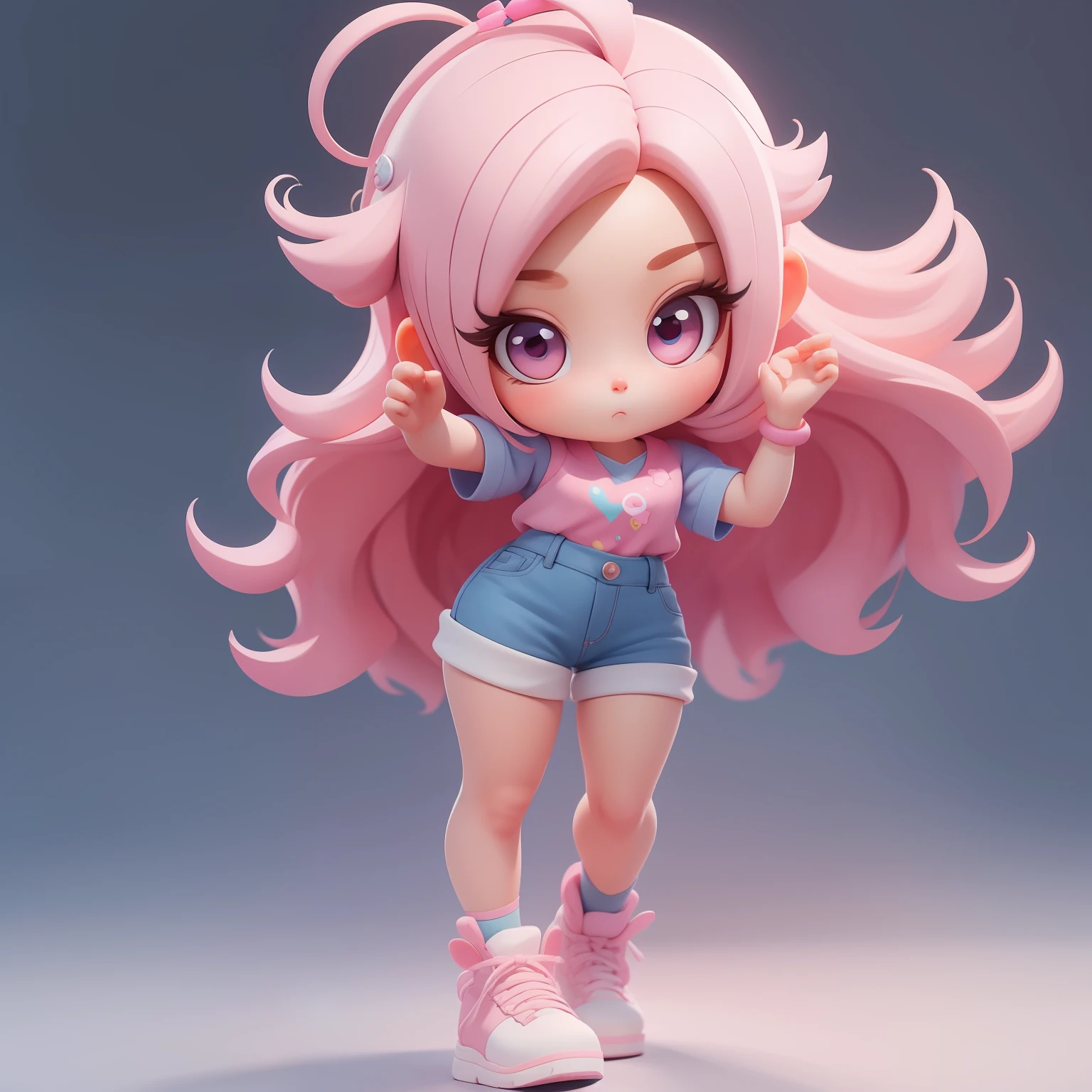 a super cute girl, full body, dreamy cute hair accessoriesPopmart Blind Box, IP design, clean and bright background3D rendering, OC rendering, 8k, soft focus, fine Glossysuper detail --ar 3:6 50 --q 2 --niji 5 --style expressive --s 2