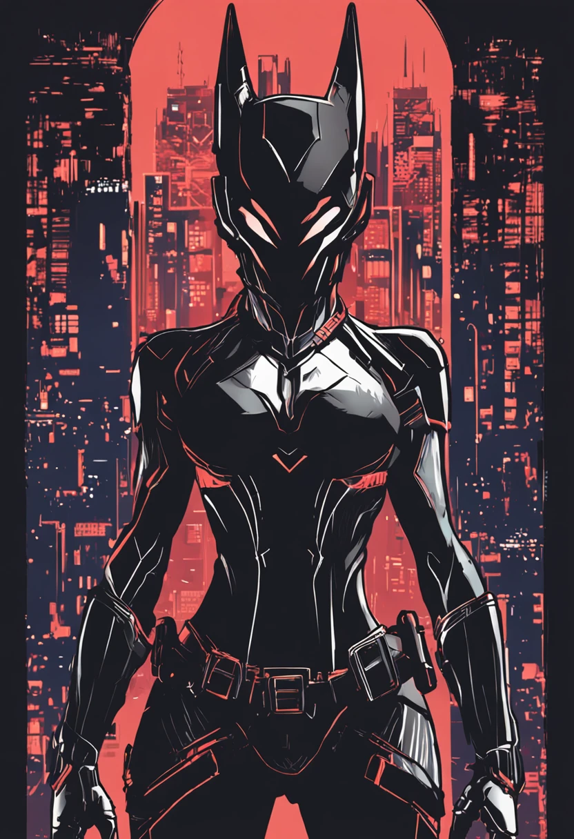 rogue(X-Men),Masterpiece,Best quality,Cowboy shot,1girll,Solo,short detailed hair,Black tech tights,Armor tights,By bangs,hero pose,attack pose,In the dark Gotham City,(In a terrible Gotham city),(Heavy rain in Gota),ethereal and mecha theme,warframe art,anime mecha aesthetic,Cybernetics set,Mecha armor,(Black armor with red 1.Two)