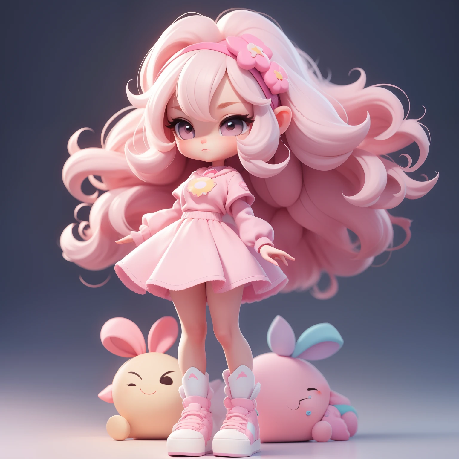 a super cute girl, full body, dreamy cute hair accessoriesPopmart Blind Box, IP design, clean and bright background3D rendering, OC rendering, 8k, soft focus, fine Glossysuper detail --ar 3:6 50 --q 2 --niji 5 --style expressive --s 2
