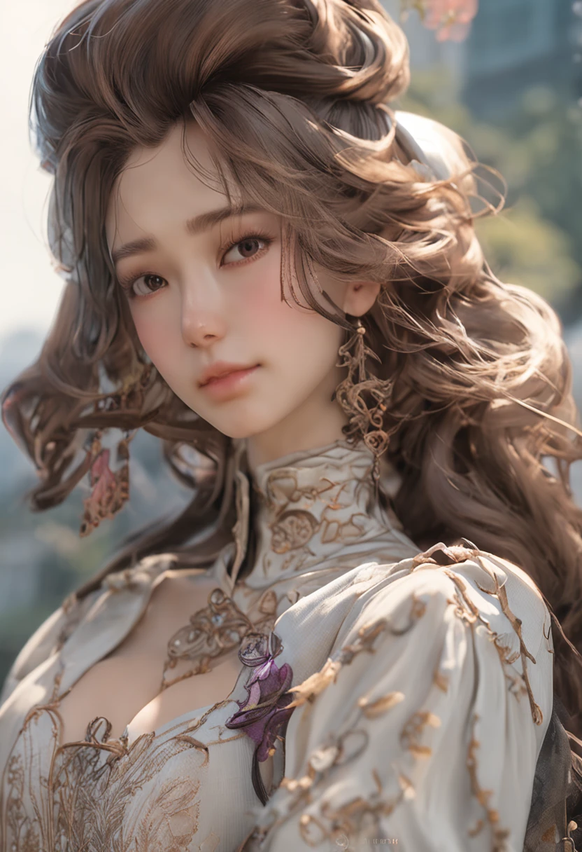 ((top-quality、8k、masterpiece:1.3))、1girl in、sideshot:1.2、Beautiful Burmese woman with slender abs:1.3、(Casual Hairstyles、huge tit:1.2)、Formal Dresses、Castles、Super detailed face、detailedeyes、二重まぶた、full bodyesbian、