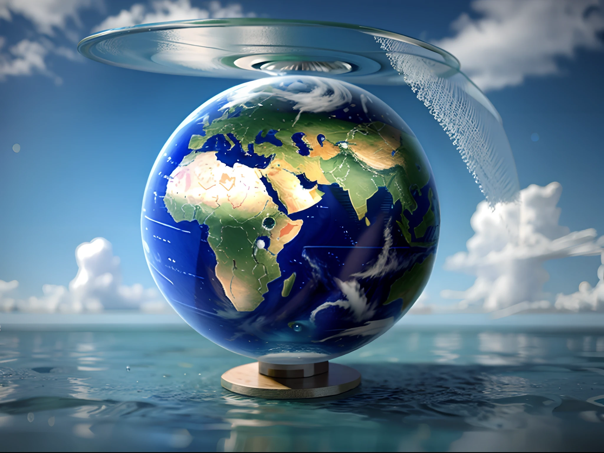 Earth inside a water drop