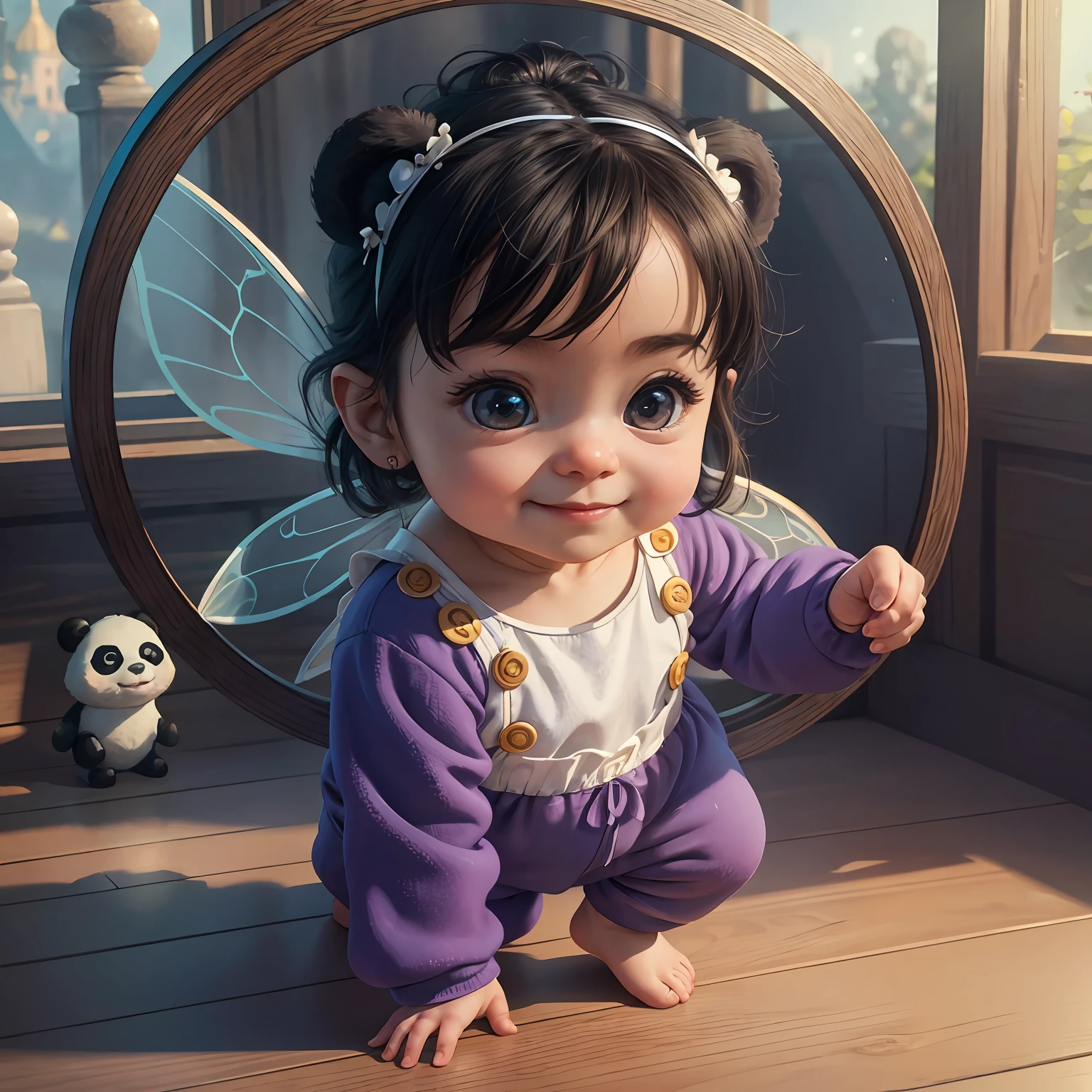 (masterpiece), (best quality), (ultra-detailed), (full body:1.2), Super cute, Baby, Pixar, Baby panda in pajamas, Big bright eyes, Fluffy, Smile, Delicate and fine, Fairy tales, Incredibly high detailed, Pixar style, Bright color palette, Natural light, Simple background with pure color, Octane render, Trending on Artstation, Gorgeous, Ultra wide angle, 8k, HD, Realistic