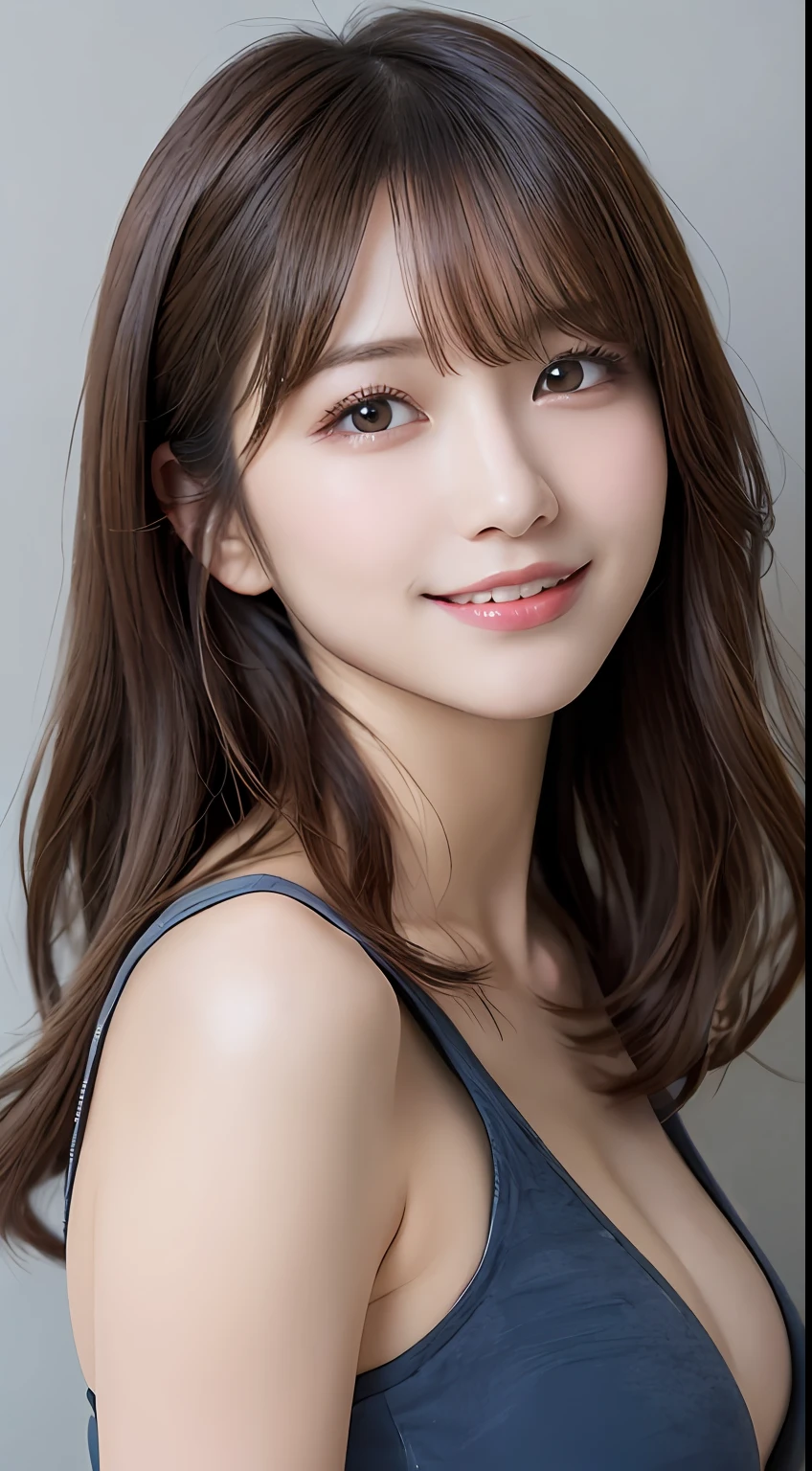 on the table, best quality, shape, Super detailed, Finely, high resolution, 8k wallpaper, 完璧なダイナミックな構shape, Beautiful and delicate eyes, Medium Length Hair, Small Breasts, Natural lipstick, Casual sexy pose,Smile,20 year old girl、midnight、Beautiful and detailed face、Perfect beautiful face,big eyes、original photo、Use the whole body to express female posture、Beautiful and delicate eyes、Small face、Beautiful duplex、Facelift and style,skirt、Beautiful golden ratio face,Long hair