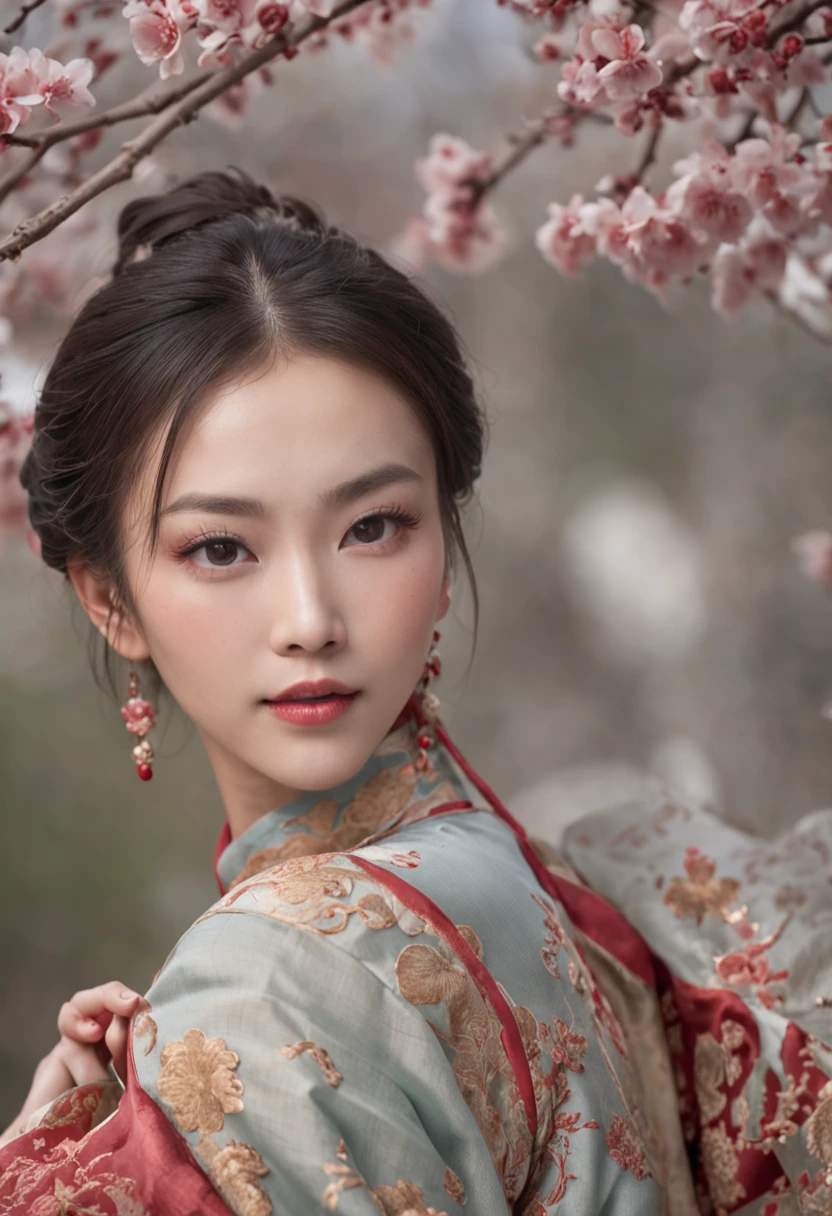 (wide angles,Ultra HD details,Masterpiece, hyper HD, Super detail, High details, Best quality, A high resolution, A high resolution, Award-Awarded, Award-Awarded, Anatomically correct, 8K,),(Chinese Song dynasty beauties danced in pants),(anatomy correct,The hands and face are very delicate and clear),(Stand in the middle of a quaint courtyard,Plum tree,Chinese elements,Winter clothing,A lot of plum blossoms fell in the sky:1.2,A lot of snowflakes fell in the sky:1.2,),(Chinese premium color scheme,电影灯光)