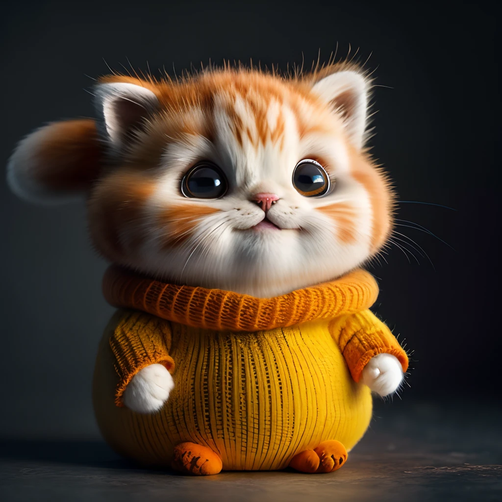 cat, orange, fat, garfield, no_humans, depth of field, disney style, DARK_Glam, wearing DRK_Glam, deep shadow, (dark: 1.4), (8k, RAW photo, best quality, masterpiece: 1.2), big expression happy with mouth