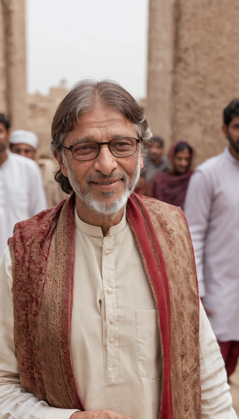 portrait of Bill Gates in Pakistan, wearing traditional Pakistani dress that is torn from multiple sides, greeting with a poor man in the most populated city Karachi , Cinematic, Photoshoot, Shot on 25mm lens, Depth of Field, Tilt Blur, Shutter Speed 1/1000, F/22, White Balance, 32k, Super-Resolution, Pro Photo RGB, Half rear Lighting, Backlight, Dramatic Lighting, Incandescent, Soft Lighting, Volumetric, Conte-Jour, Global Illumination, Screen Space Global Illumination, Scattering, Shadows, Rough, Shimmering, Lumen Reflections, Screen Space Reflections, Diffraction Grading, Chromatic Aberration, GB Displacement, Scan Lines, Ambient Occlusion, Anti-Aliasing, FKAA, TXAA, RTX, SSAO, OpenGL-Shader’s, Post Processing, Post-Production, Cell Shading, Tone Mapping, CGI, VFX, SFX, insanely detailed and intricate, hyper maximalist, elegant, dynamic pose, photography, volumetric, ultra-detailed, intricate details, super detailed, ambient –uplight –v 4 –q 2