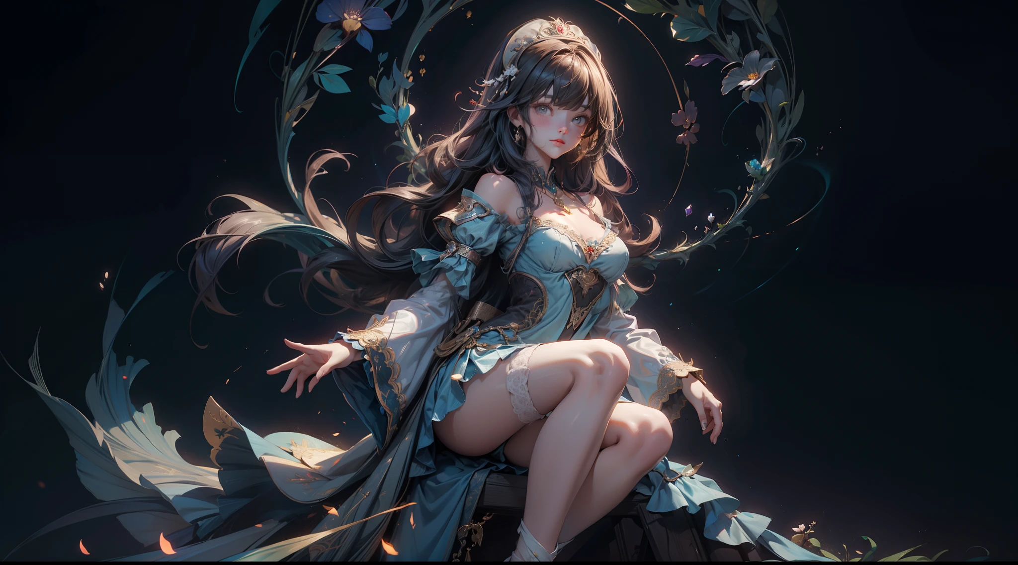 village field peasant woman, 24-year-old female, (face detail), magic lights, magic necklace, dress, neckline, (lacy), [[((forest)):((field)):0.25]:((village)):0.6], train on background, magic technologies, futurism, fantasy, magic, silk, 1girl, masterpiece, best quality, decollete, natural breasts, slim body, zettai ryouiki, medium length hair, (beautiful detailed bright eyes), portrait, (full body), (beautiful and aesthetic:1.2, fractal art:1.4), most realistic, hyper-realistic, RAW, highest quality, best quality, Detailed, Realistic, 4k highly detailed digital art, octane render, bioluminescent, (cool_color), best pixels, 8k ultra, extremely detailed CG unity 8k wallpaper, cinematic lighting