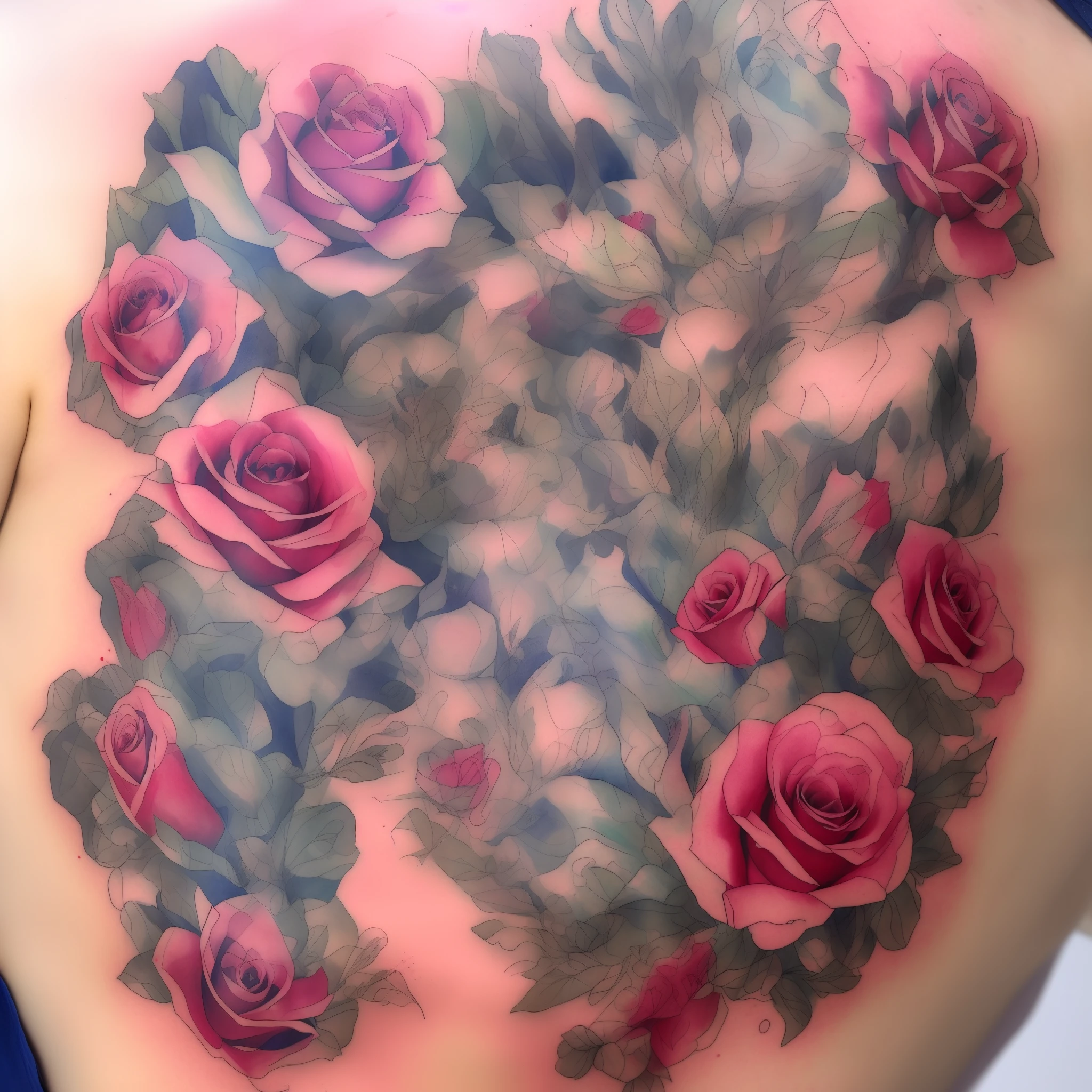 Ak 47 com rosas aquarela tatuagem