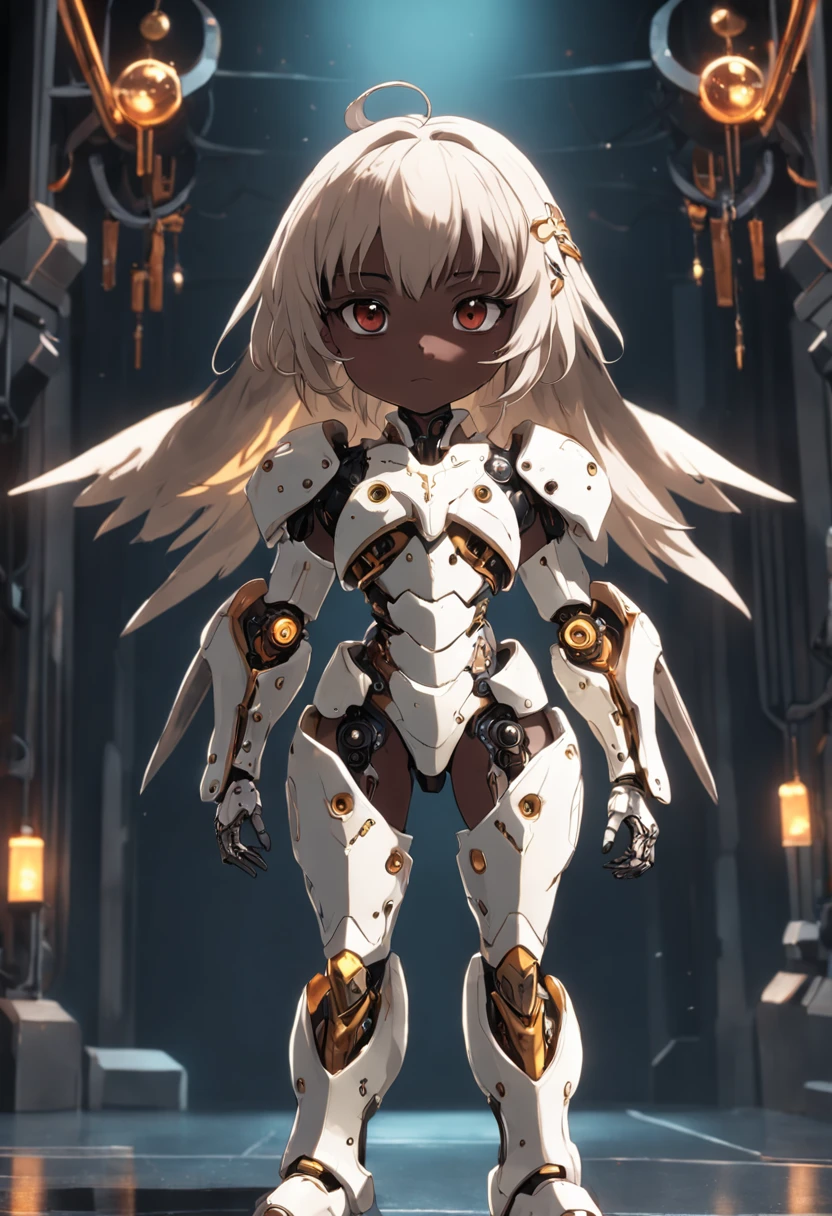 beautiful girl, bone power armor made of joints , dark skin, ((githuc style)), (big tit), mechanical eye, ( spicy power armor littlegothic style), mascara , best quality, sharp even fangs , teeth ,light, rain