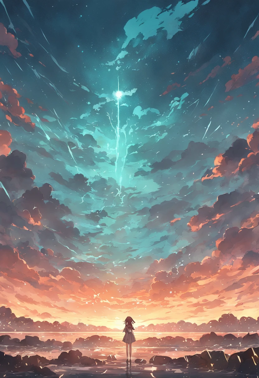 Picture of the ultra-healing scenery of the sky and sea、Turquoise waters、The sunset burns the clouds