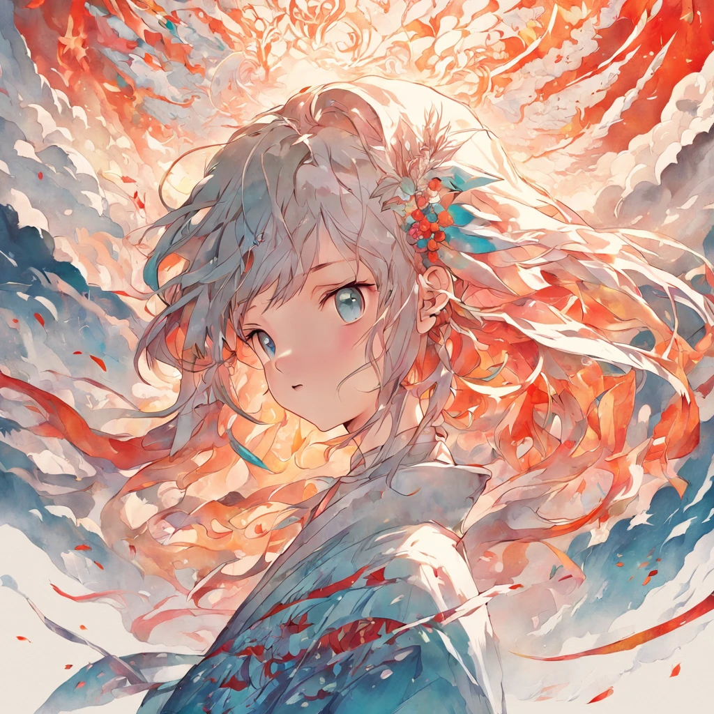(White background:1.4),(Silhouette of a girl's head, Eyes closed, colorfull long hair, Oriental elements),(Chinese illustration:1.3,paper art:1.3, Quilted paper art:1.2),( reasonable design, Clear lines, High sharpness,Best quality, Very detailed, Masterpiece, movie light effect, 4K )