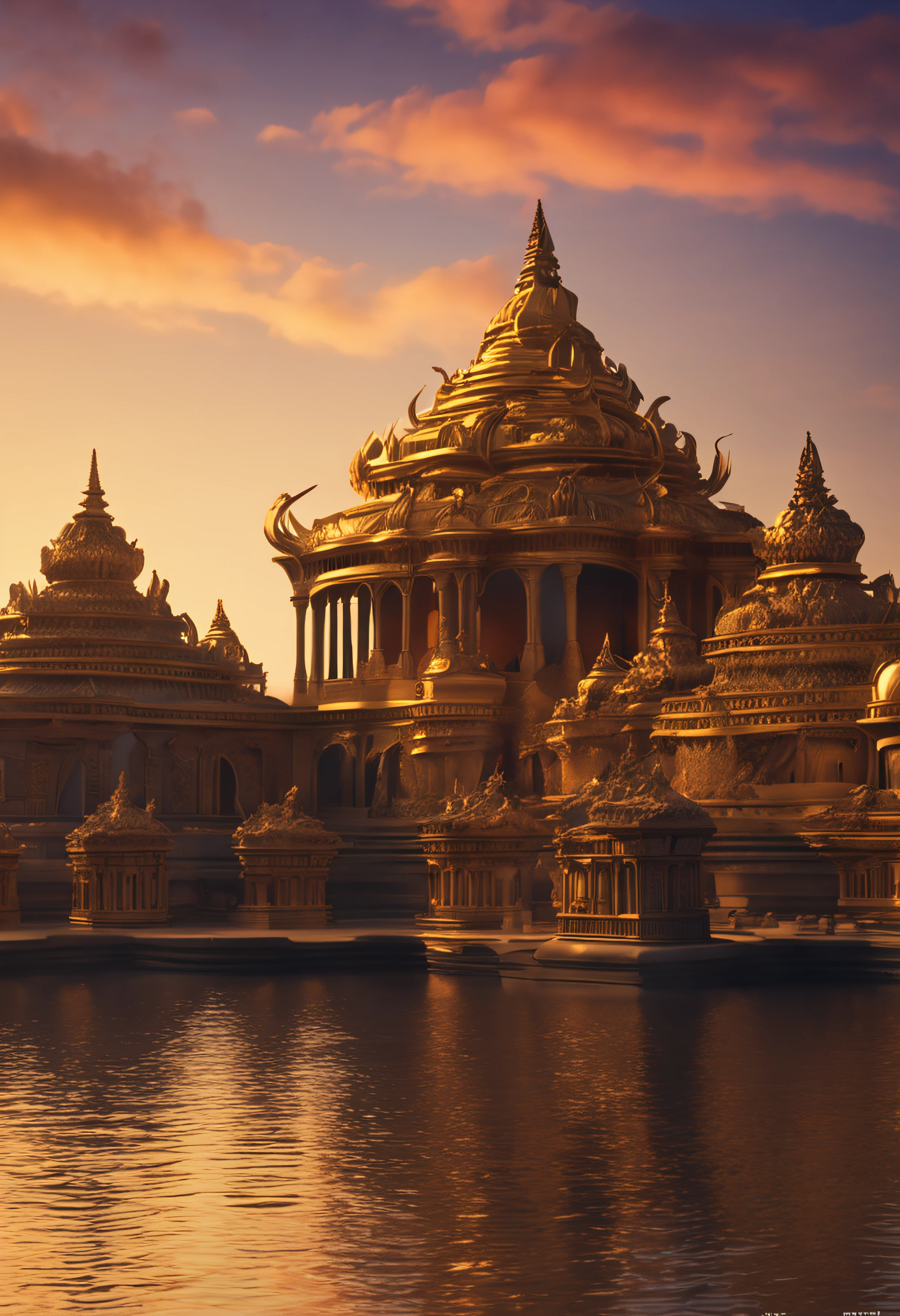 templo iluminado por velas , place of meditation with golden objects (obra-prima) (8k high resolution) (melhor qualidade) (Ultra Definition) (Ultra realista)(Foto RAW) (Foto realista) (bright illumination)