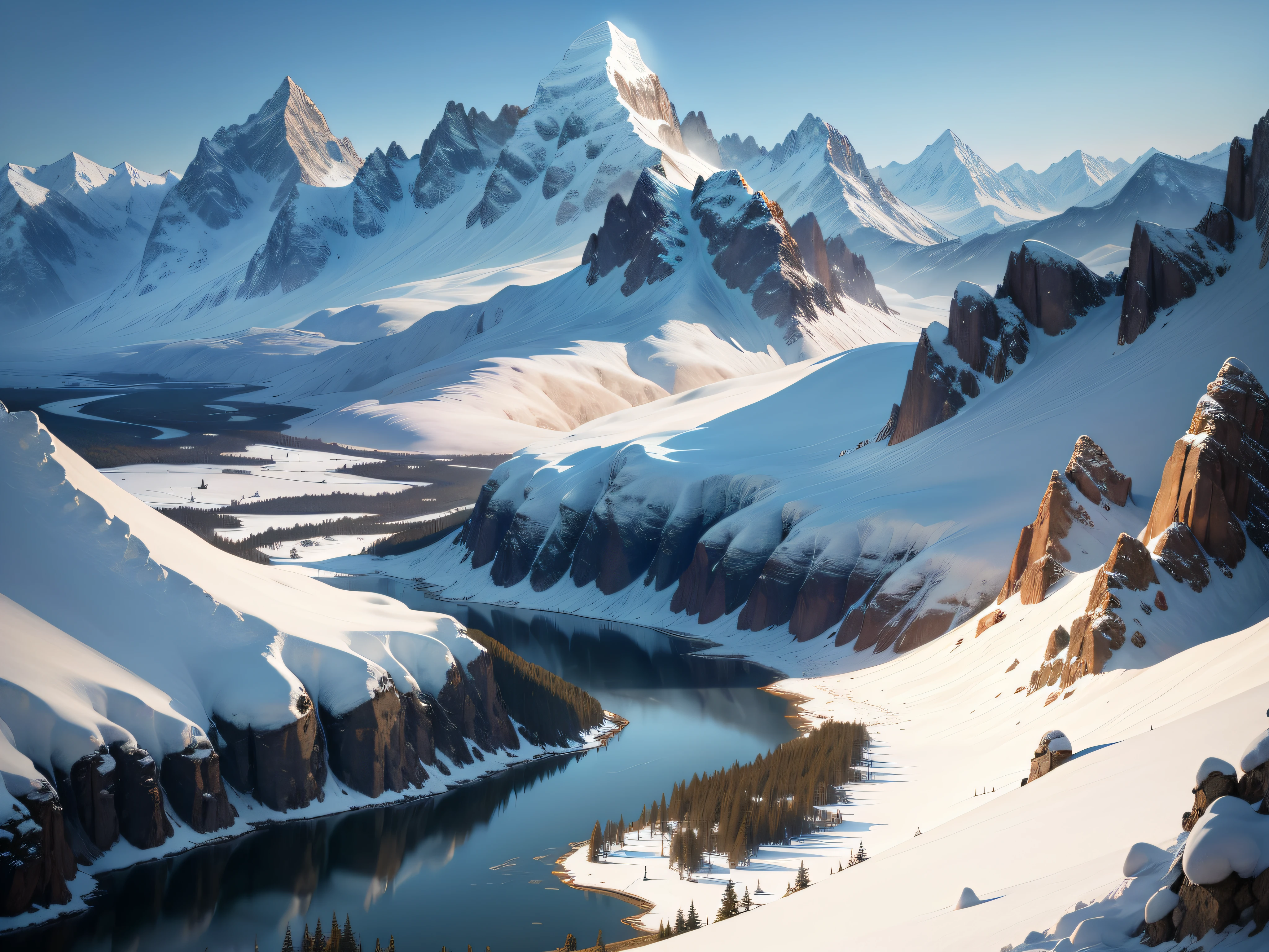 Nature Landscapes:Majestic mountains with snow-capped peaks and serene lakes.