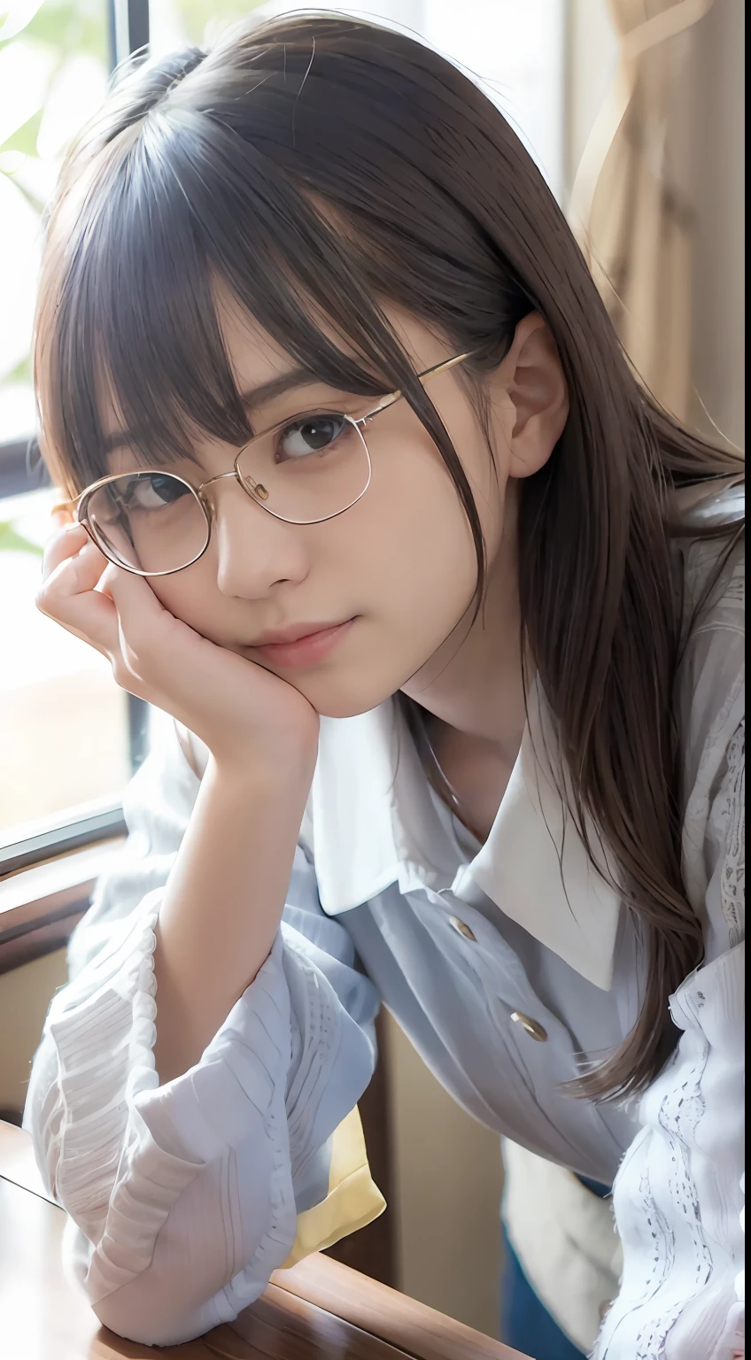 (Absurd:1.3),8k,(Detailed Photos:1.5),(Detailed face and skin:1.3),(Ultra-high resolution:1.5),(Realistic:1.5),Symmetrical clear eyes,Well-groomed face,(Ray Tracing:1.3) ,One girl, Japanese,high school girl,(wearing Japanese high school uniform:1.3),(naked:1.5), break (Panties as a gift), break (Blue cotton panties with great detail:1.1),masterpiece, Highest quality, Very detailed,classroom,Black medium straight hair,Focus Panties,Cinema Lighting,(blush:1.3), break (Panty stains:1.4),Glasses,