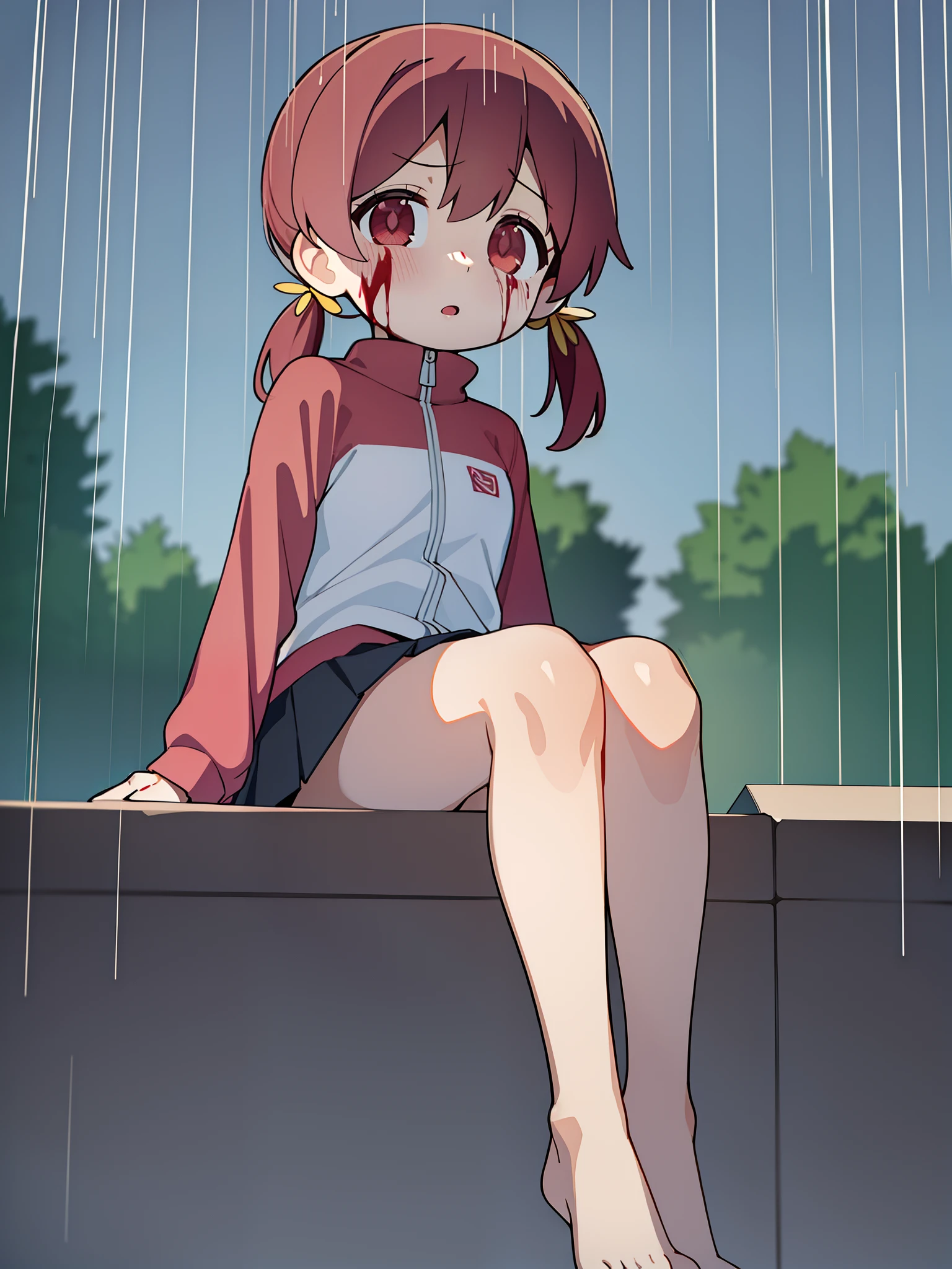 masterpiece,best quality,official art,extremely detailed CG unity 8k wallpaper, huge_filesize, , loliown eyes, small breasts, school uniform, bare_legs, bare legs, no legwear,MurosakiMiyo,(rain),(in the rain),(blood on face),plateau,blood on face,blood on face,blood on face,blood on face,MurosakiMiyo,MurosakiMiyo,MurosakiMiyo,blood on face,blood on face,night,blood on face,blood on face,blood on face