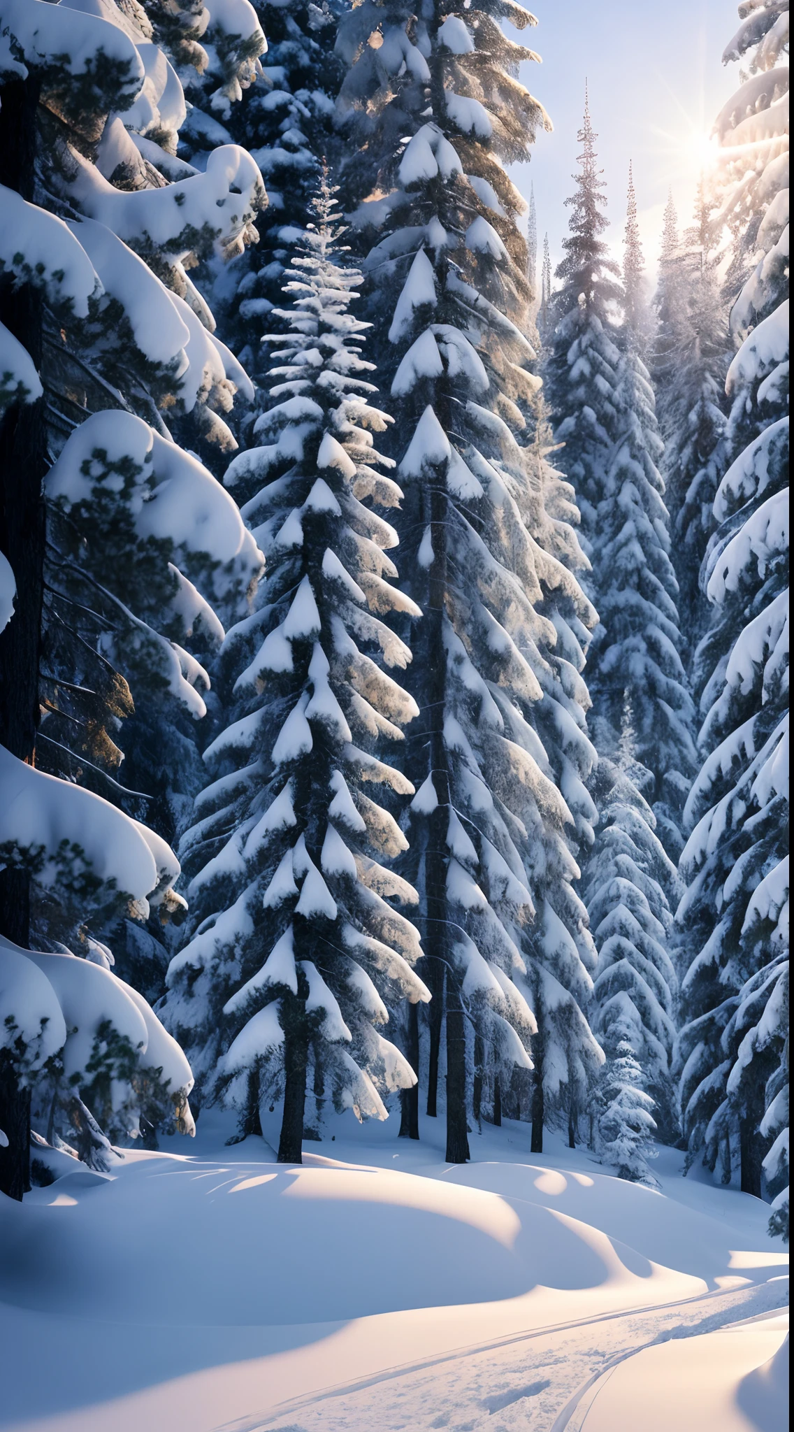 Masterpiece, best quality, high quality, highly detailed CG unity 8k wallpaper, coniferous forest, silence, towering conifers covering the forest floor, severe cold climate, serene beauty, snow, winter, mild summer, breeze, Conifers, branches, bokeh, depth of field, HDR, bloom, chromatic aberration, photorealistic, extremely detailed, popular on artstation, popular on CGsociety, complex, high detail, dramatic, art midway