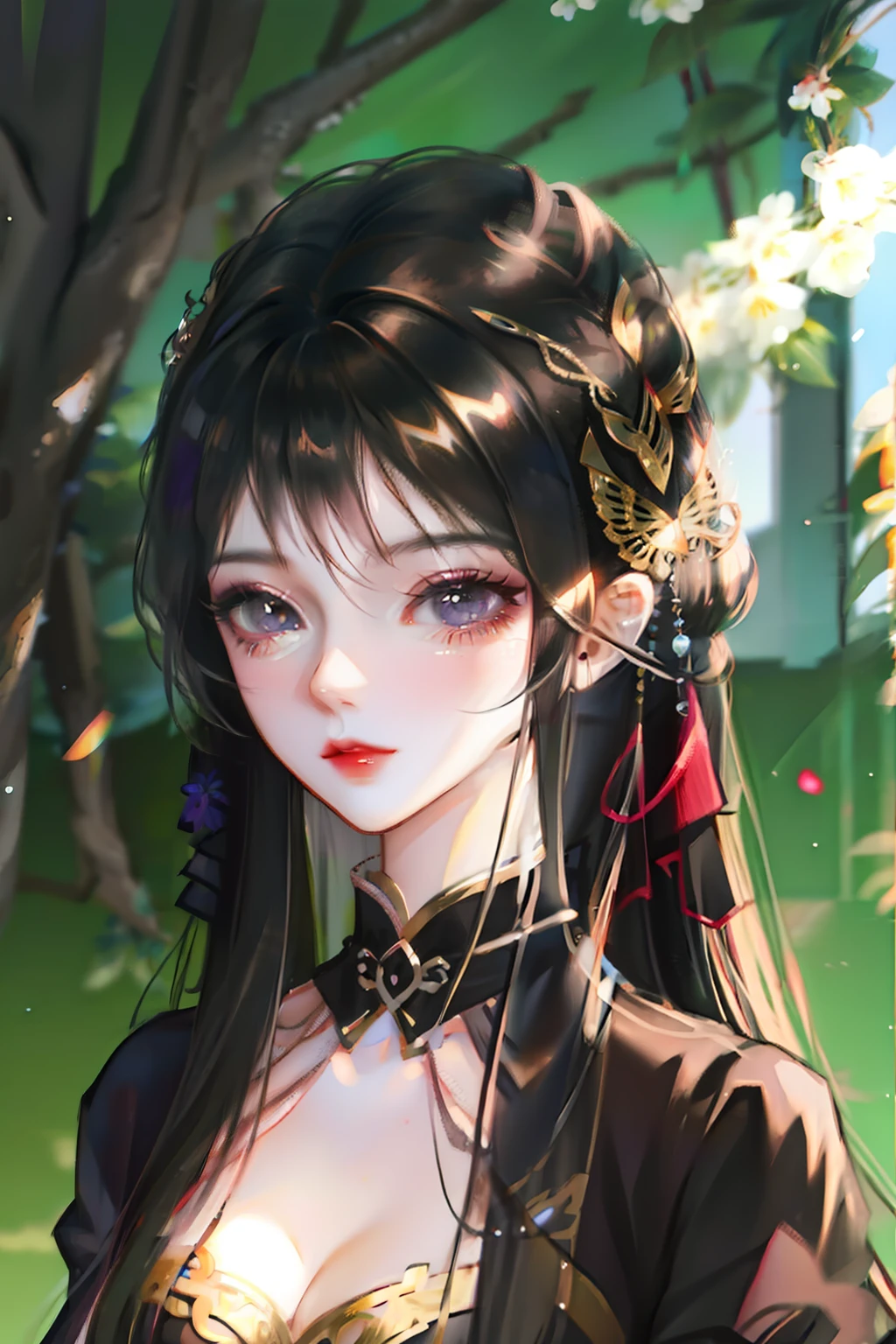 Dark Goth Loli on the hillside in 3D anime style