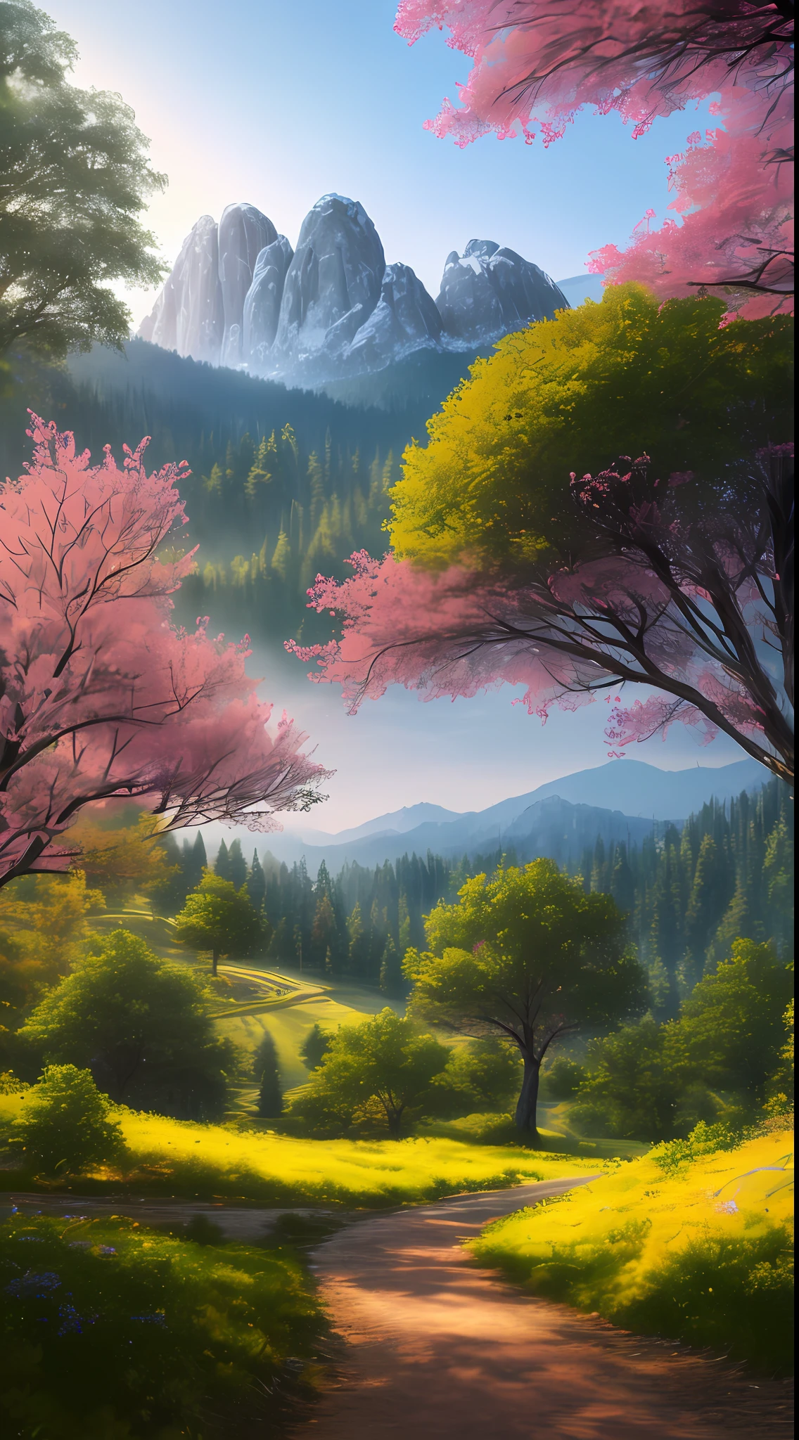 Masterpiece, Best Quality, High Quality, Extremely Detailed CG Unity 8k Wallpaper, Scenic, Oil Painting, Award Winning Photography, Bokeh, Depth of Field, HDR, Glow, Chromatic Aberration, Photorealistic, Extremely Detailed, Art Station Trending, CGSociety Trending, Intricate , highly dramatic, midway art and masterpiece, best quality, highest quality, extremely detailed CG Unity 8k wallpapers. A lush summer landscape of rolling green hills stretching to the horizon, dotted with wildflowers in shades of pink, yellow and purple, flooded with light. This is a masterpiece, best quality, highest quality, extremely detailed CG unity 8k wallpaper peaceful autumn landscape surrounded by golden yellow, fiery red and burnt orange trees. The fresh air smells sweet of fallen leaves and wood smoke. The ground is covered with a warm layer of leaves that rustle under your feet. A misty mountain rises in the distance, surrounded by light And a masterpiece in the best quality and extremely detailed CG unity 8k wallpaper A breathtaking winter landscape covered in snowy capes, creating a A world of shimmering whites and cool blue shades. The tall evergreens are tall and proud, their branches covered with snow and light. This is a masterpiece with the best quality, great quality and extremely detailed CG unity 8k wallpaper vivid spring landscape full of new life and colors. The hills are carpeted in green with delicate wildflowers in shades of pink, purple and yellow, with plenty of lighting