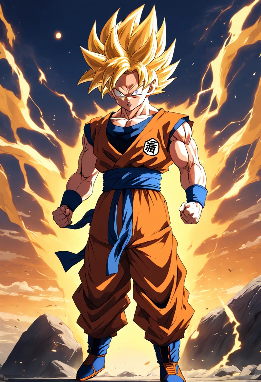 Super Saiyan 1 Goku, Outdoors, Martial arts training