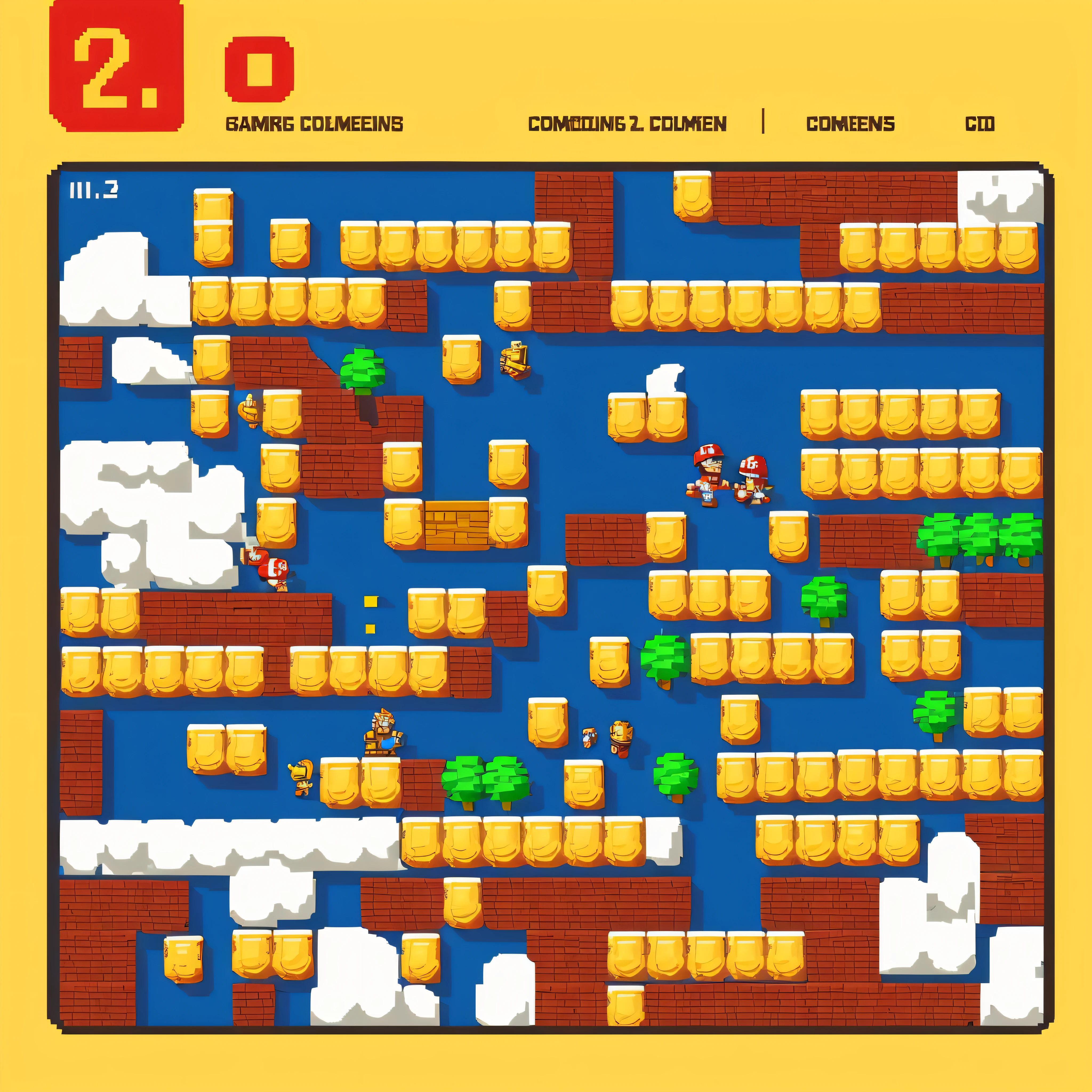 gaming console,gold coins,(Simple:1.2),Excellent picture quality,Light shades,promotional poster,(illustratio:1.2),(Mario pixel art style:1.3),(Super Mario:1.2),Mario's World,Pixel wind,joystick,D-pads,