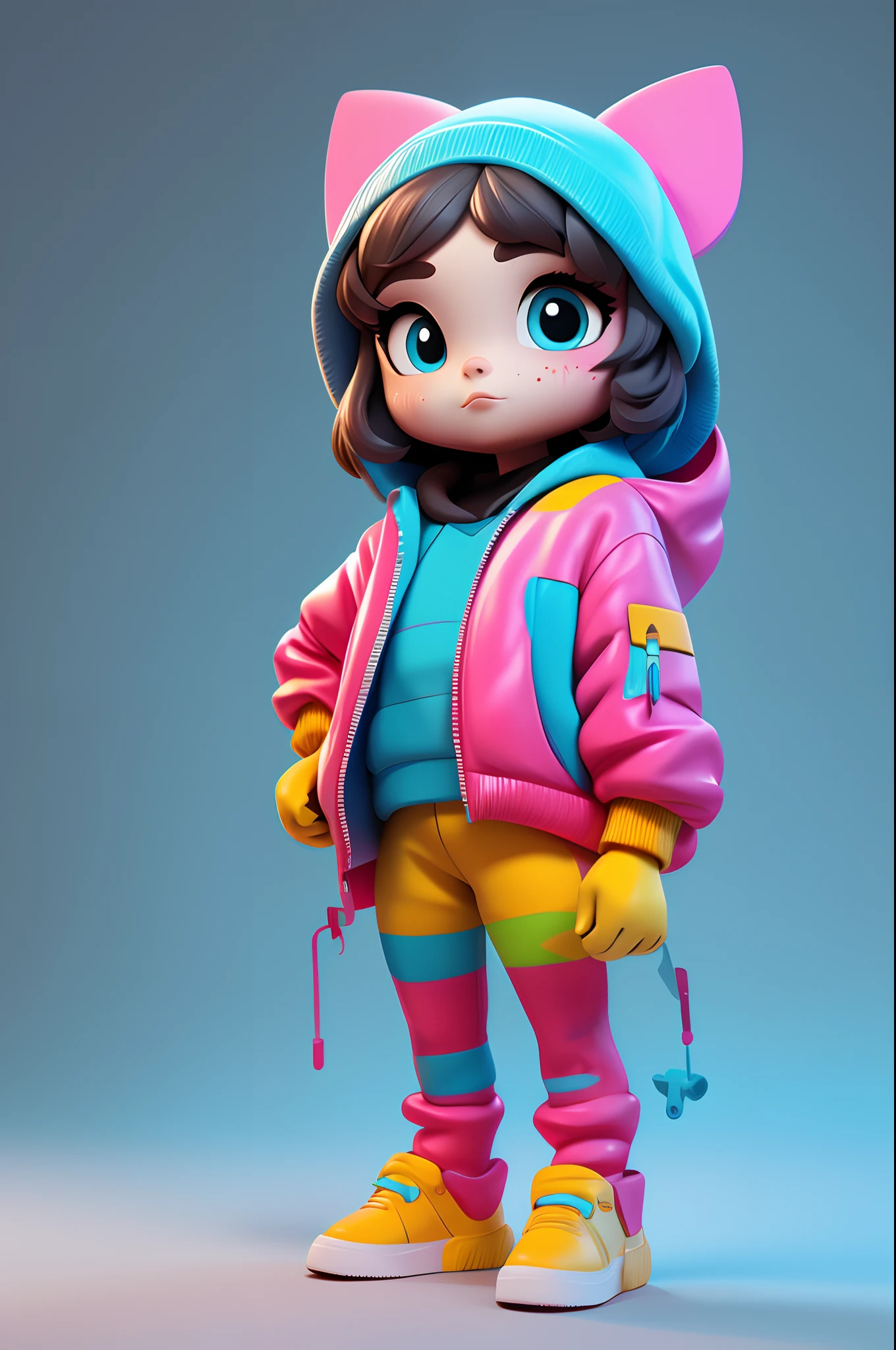 3dcharacter, colorful, designer painter artist,(full body:1.2),simple background, masterpiece,best quality,