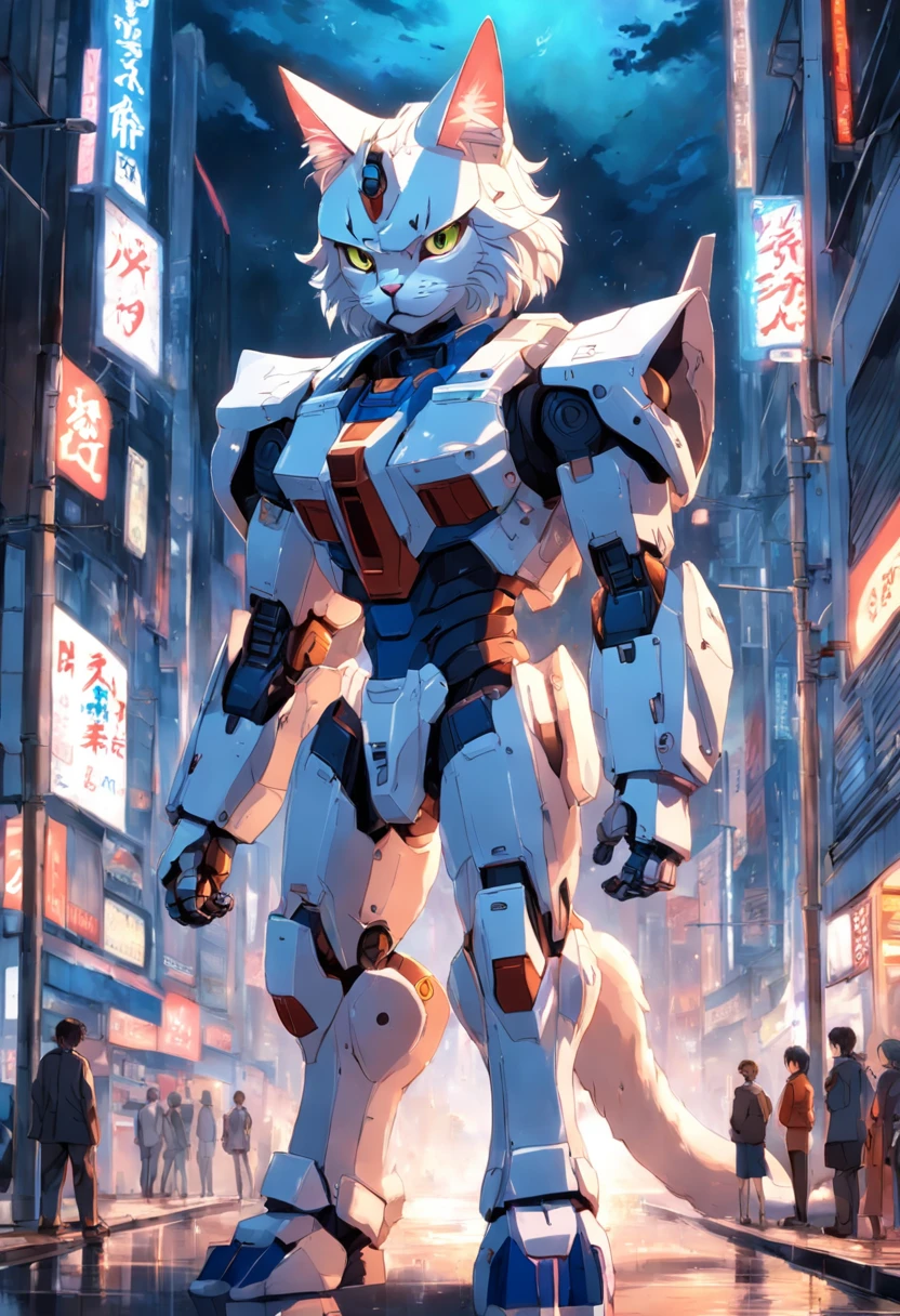 Full body shot. not safe for work, Gundam cat full body realistic, Highly detailed, Full body shot.