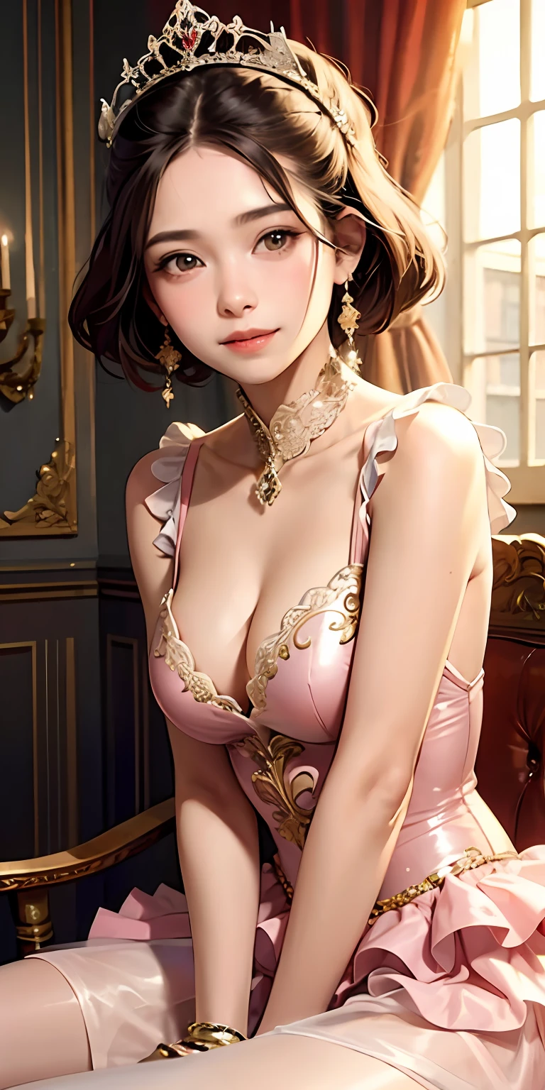 realisticlying,14 year old girl,Wearing classical ballet costumes,Face Real,Smile,Cleavage emphasis,Opera House