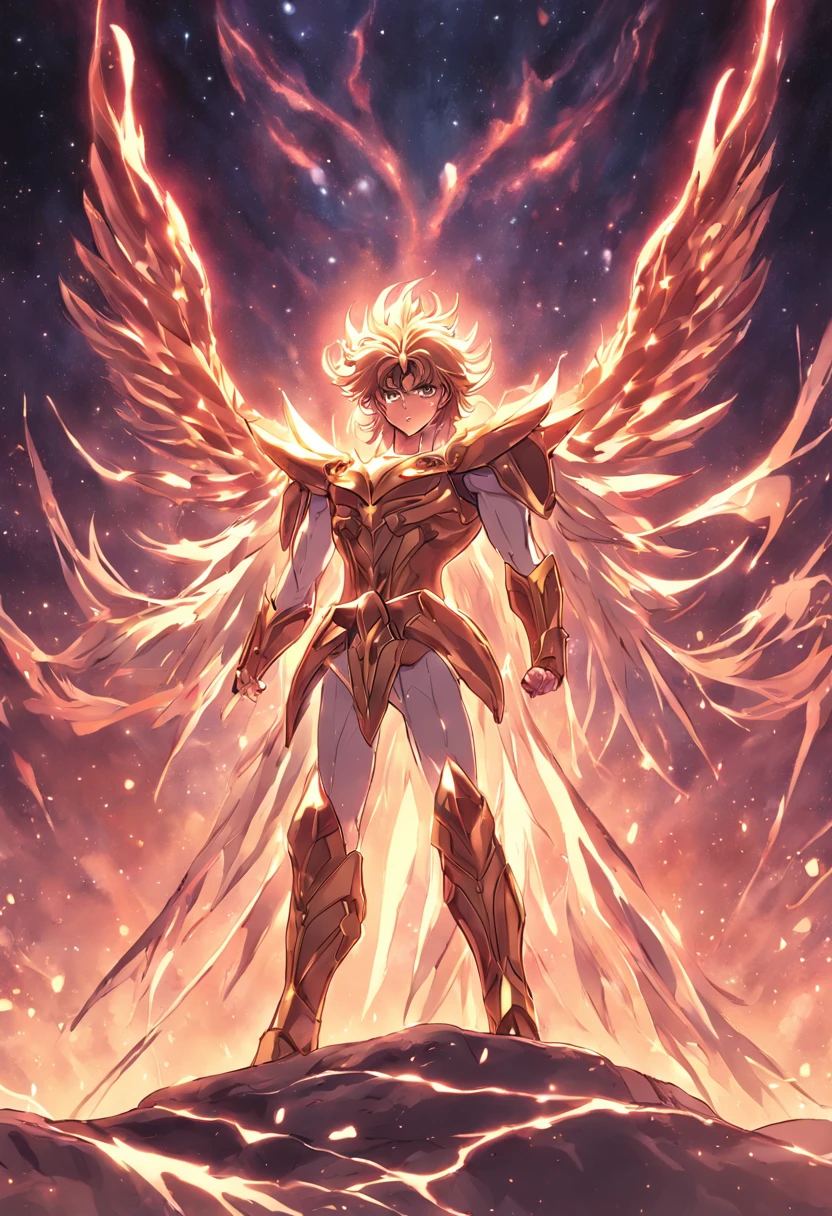Saint Seiya's cosmic war that he sacrificed to protect Athena，The light shines，Stirring。