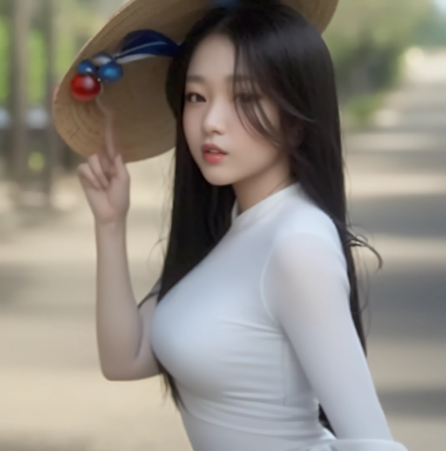 araffe woman in a white dress and a hat posing for a picture, beautiful asian girl, an asian woman, beautiful south korean woman, beautiful asian woman, asian girl, vietnamese woman, asian woman, asian women, korean girl, chinese girl, asian girl with long hair, south east asian with round face, korean woman, lovely woman, young asian girl
