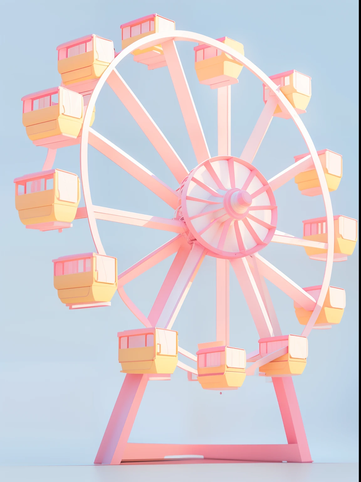 Pink tones，he Ferris wheel，Pink yellow Ferris wheel，Clay effect，highly rendered,  3 d render even lit, arte renderizada, rendered lighting, Render in 3dmax, pre-rendered, 3 d rendered, a 3D render, fully rendered light to shadow, rendered image,An amusement park, well lit 3 d render,