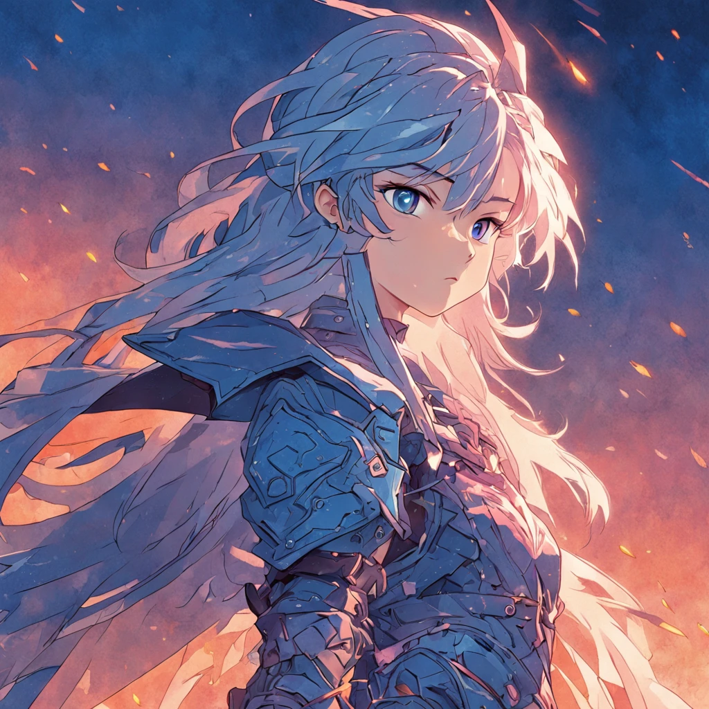 (Blue background:1.4),(warrior valkyrja),(illustration:1.3,paper art:1.3, Quilted paper art:1.2),( reasonable design, Clear lines, High sharpness,Best quality, Very detailed, Masterpiece, movie light effect, 4K )
