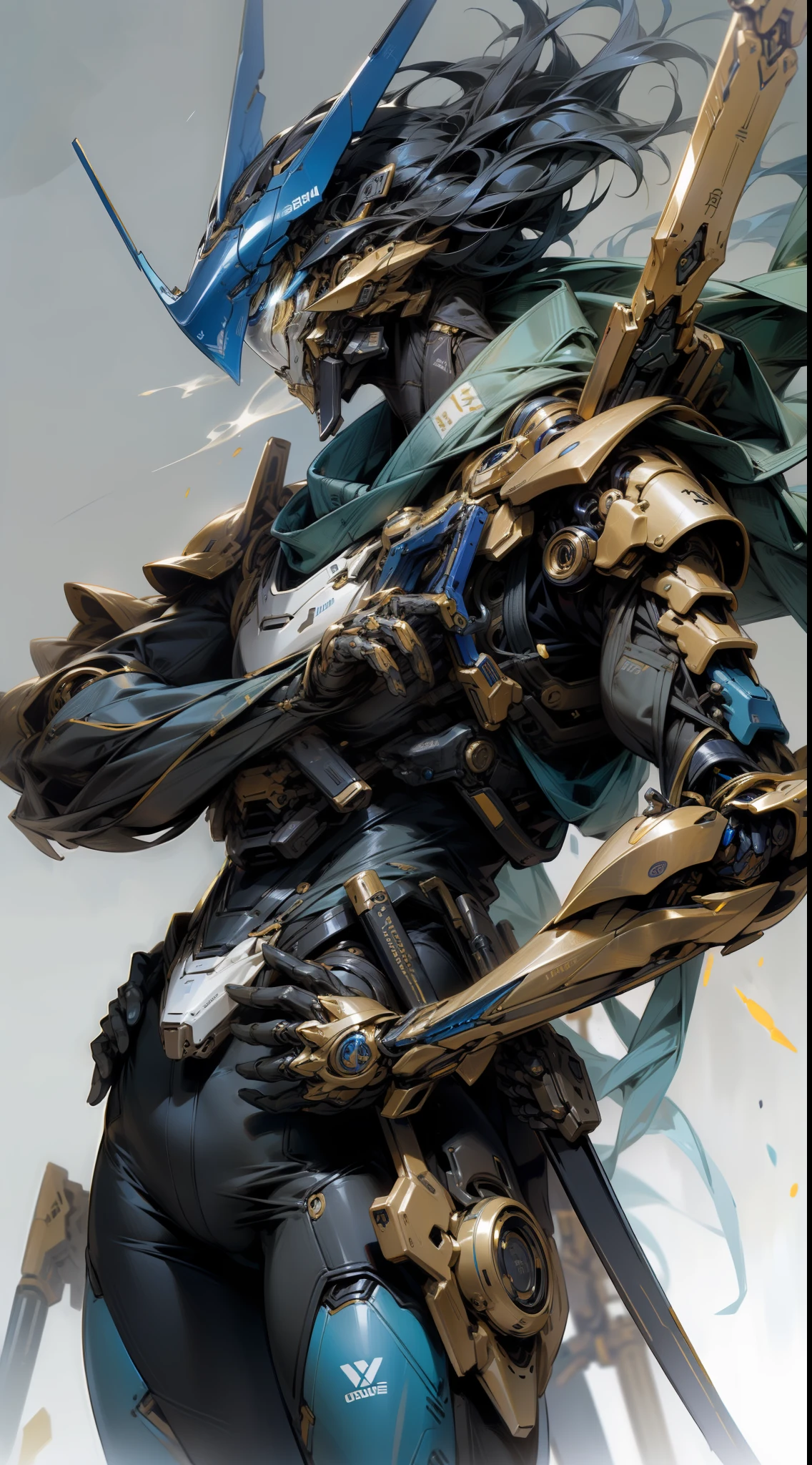 Humanoid decisive weapon、Whole body ultra-precision mechanism、Blue-toned body、Gold accents