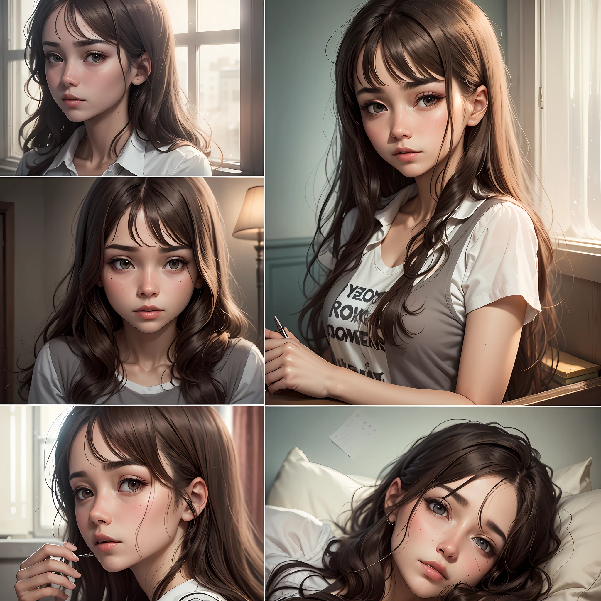 waking up, Monday morning, stress, woman, brown hair, grey eyes --auto --s2