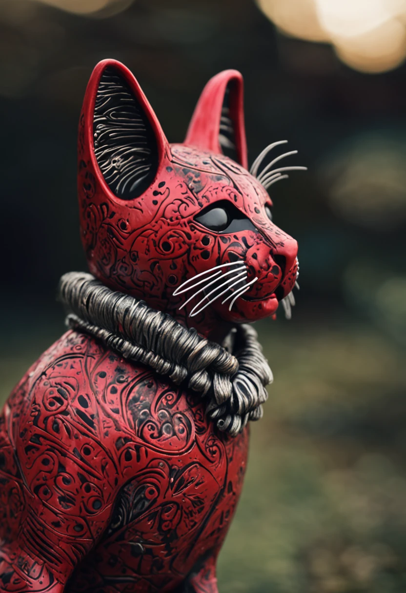 "coneja roja con cuernos negros", bajo un espectacular donde una "Anthropomorphic cat modeling jewelry"