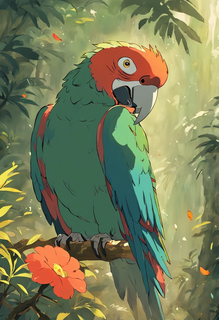 Parrot Studio Ghibli painting style