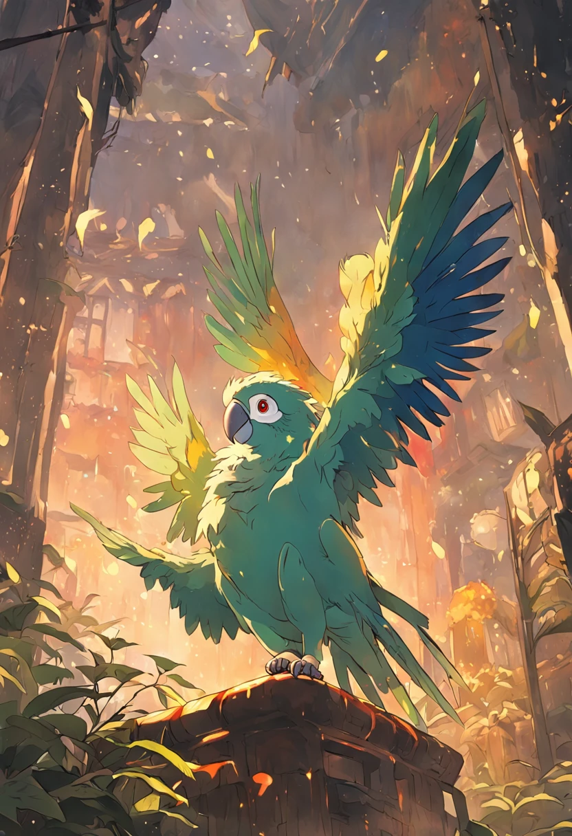 Parrot Studio Ghibli painting style