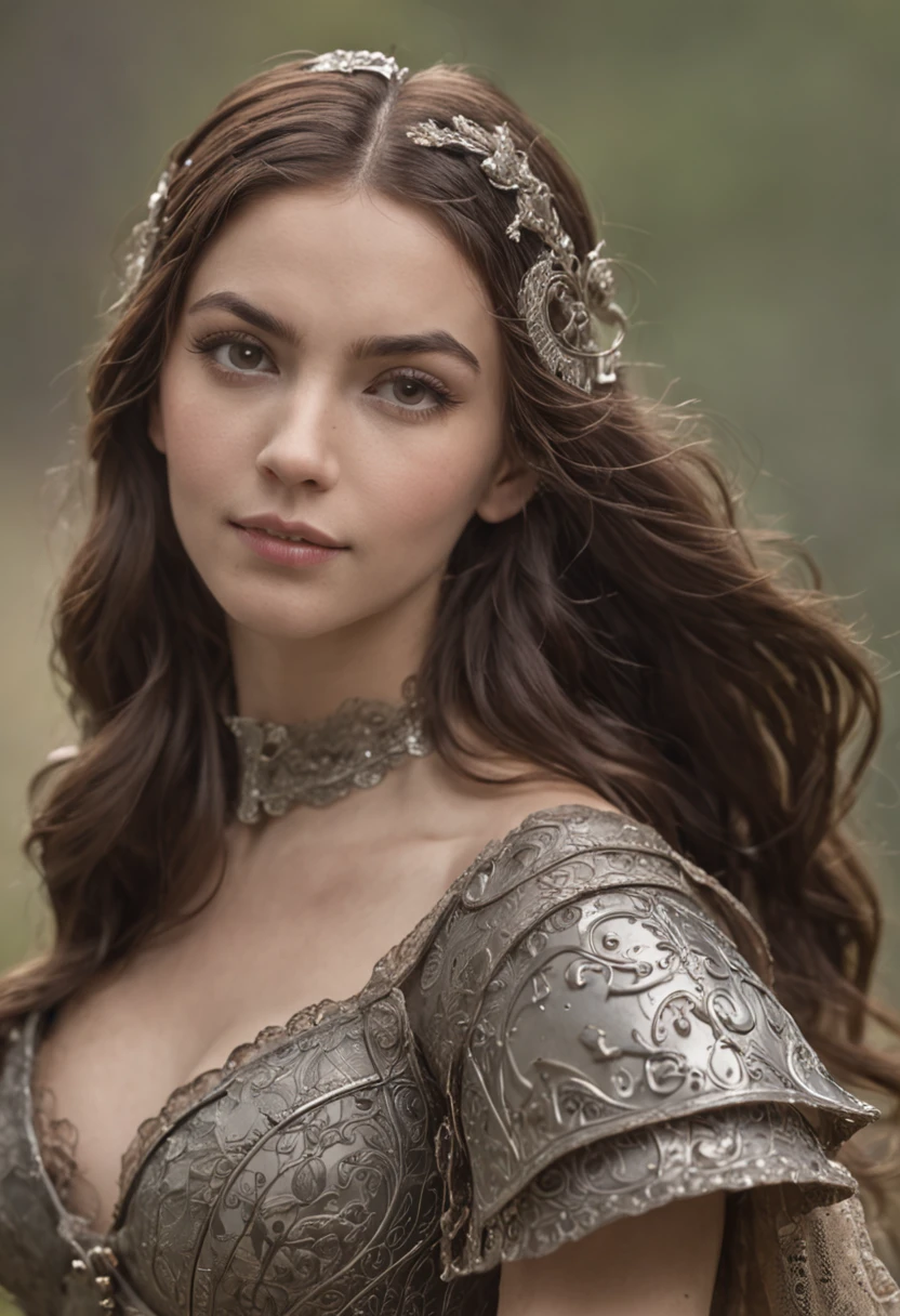garota, rainha, corpo inteiro, armadura