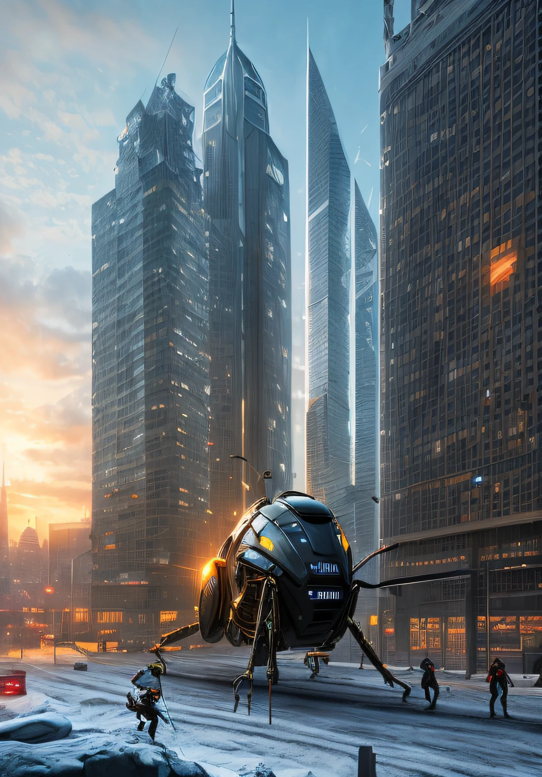 Ant Hero, cinematic, hyperrealistic, photo, skin detailed, hdr, cinematography, ice city background, BITCOIN