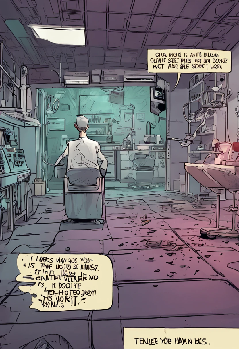 The doctor wanted to save it,Test tubes dropped on the lab floor,A group of monsters broke down the door in the back。