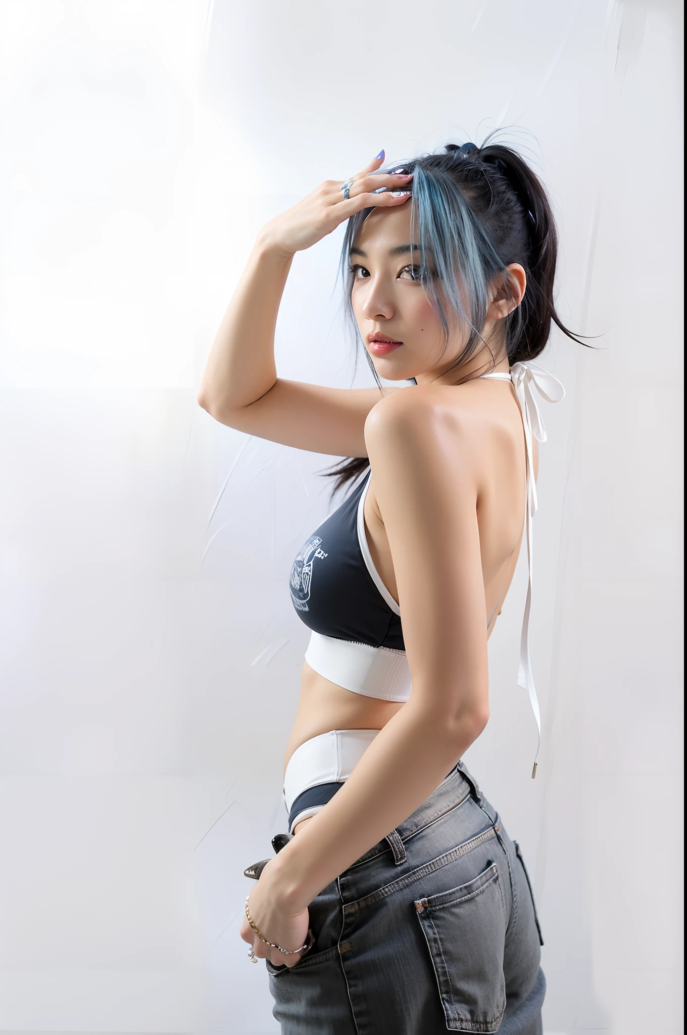 arafed woman with black hair and a white top crouches down, casual pose, 2 4 year old female model, attractive pose, taken with canon eos 5 d, various poses shooting photos, sexy pose, young asian girl, taken with canon eos 5 d mark iv, taken with a canon eos 5d, taken with a canon eos 5 d, very sexy pose, cars around abandoned gas station sign made from a rocket beautiful blue sky Clutter-Home (AtomPunkStyleSD15:1.0), (masterpiece:1.2) (photorealistic:1.2) (bokeh) (best quality) (detailed skin) (intricate) (8k) (HDR) (cinematic lighting) (sharp focus)