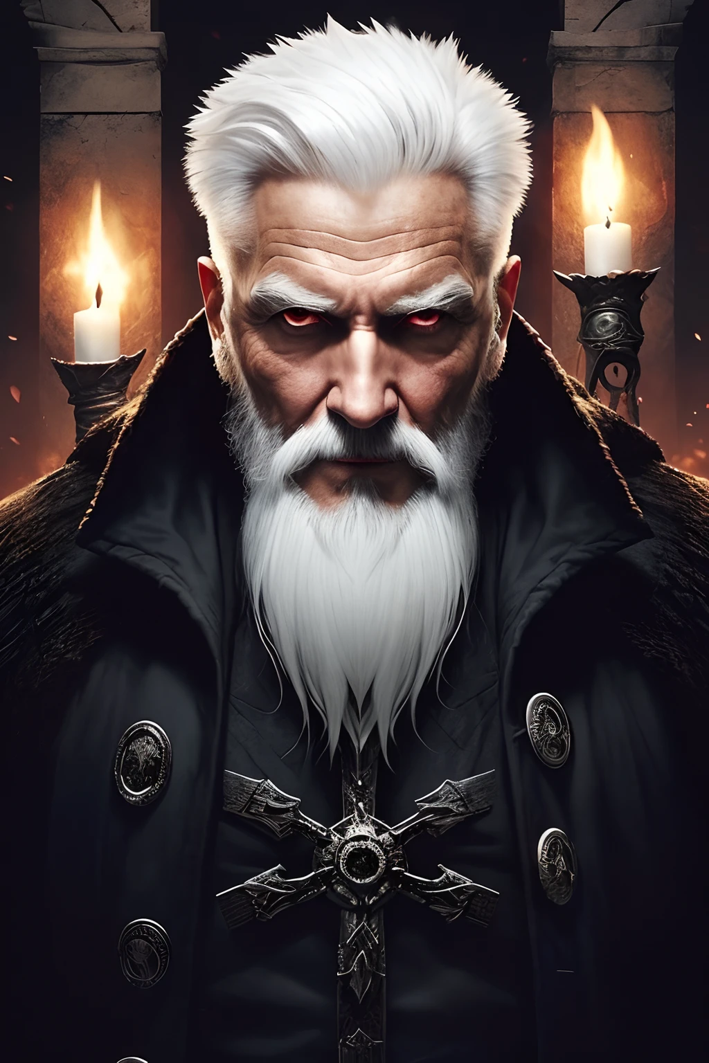 (papel de parede 8k extremamente detalhado), An average photo of an old man with necromancer white hair, intrincado, alto detalhe, Dramatic