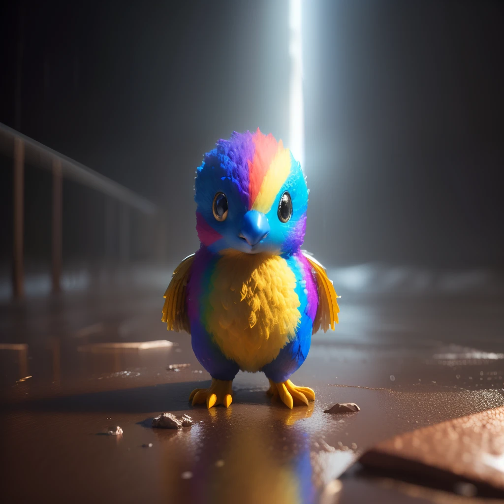 "Rainbow Pidgie. It seems to have the ability to create and control small, localized weather events. Highly detailed realistic 3D model with textures and materials by 3D artist @3d_ninja_studio