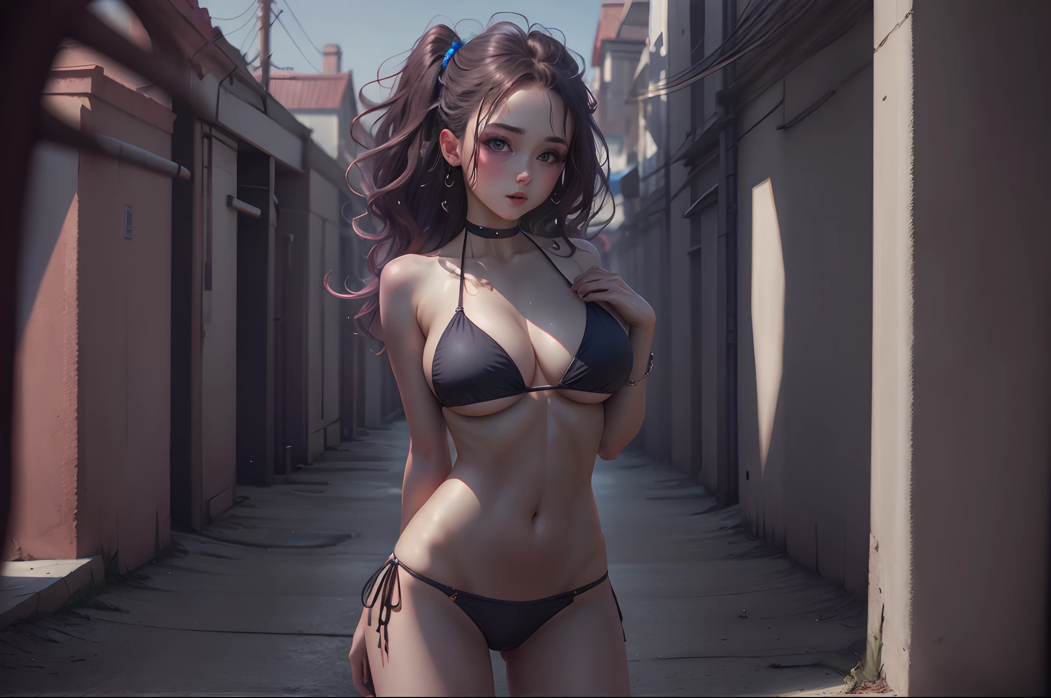 Bikini girl with oversized breasts