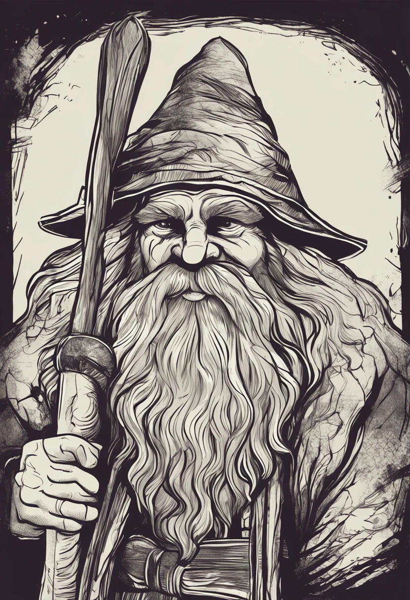 Cartoon image of a man with a long beard and a red hat holding a baton, mago masculino, Gnome Druida, gnomo alquimista do mal, Velho Archmage masculino, Um gnomo alquimista, Retrato de um feiticeiro vermelho, bruxo ponderando seu orbe, Dwarf, dnd dwarf, Retrato de um gnomo chamado Eldon, conceito de personagem de fantasia heroica, Retrato de um jovem mago elfo