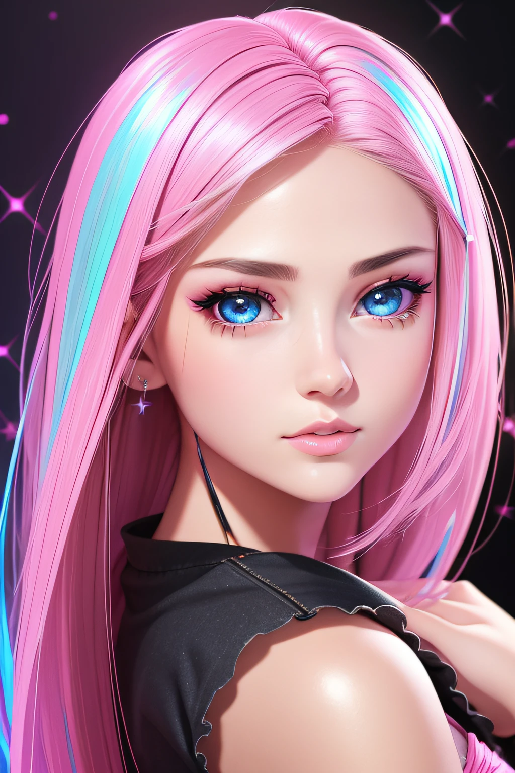 unparalleled masterpiece ever, super realistic 8K , erfect artwork、Fresh fashion for American s、Sexy and colorful、shockingpink、((a miniskirt))、frilld、Women's glitter fashion、A detailed face、face perfect、perfect eyes、high-detail