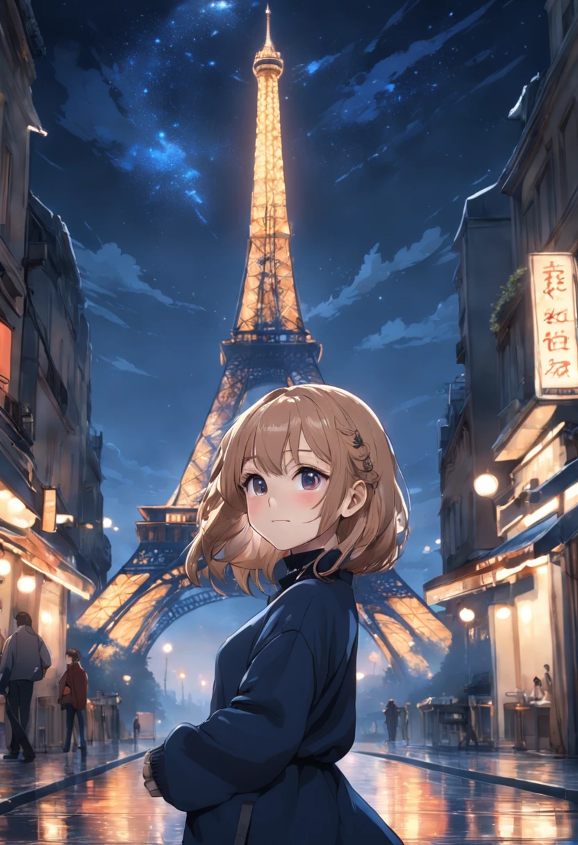 (8K、top-quality、​masterpiece:1.2)、 (realisitic、Photorealsitic:1.37)、 ultra-detailliert、DJSODA、 1 girl in、full bodyesbian、Wearing a turtleneck sweater and skinny jeans、Standing in the streets of Paris with the Eiffel Tower in the background、 cute little、独奏、 Beautiful detailed sky、 (a smile:1.15)、(Mouth closed)、 tiny chest、 beatiful detailed eyes、 (length hair:1.2)、 Floating Hair Novafrog Style、