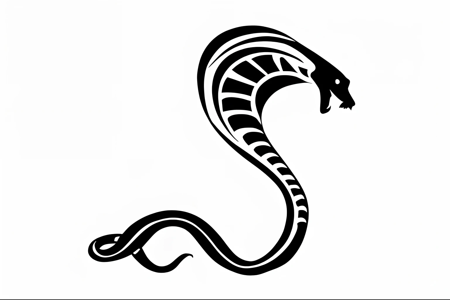 uma cobra preta e branca com uma cauda longa em um fundo branco, arte da cobra, Snake head mascot facing right, cobras altamente detalhadas, serpentees realistas enroladas, cobra, corpo da serpentee, peito para cima cobra metade inferior humana, corpo da cobra, serpente, snake head, dragon snake with wings, Snakes, corpo da cobra. muitos grandes, an amalgamation of a snake