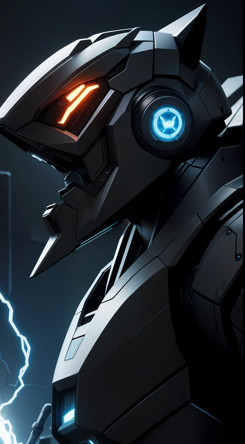 robot, wild boar-head, cyber-planet, transformer-style, plasma-light, cool